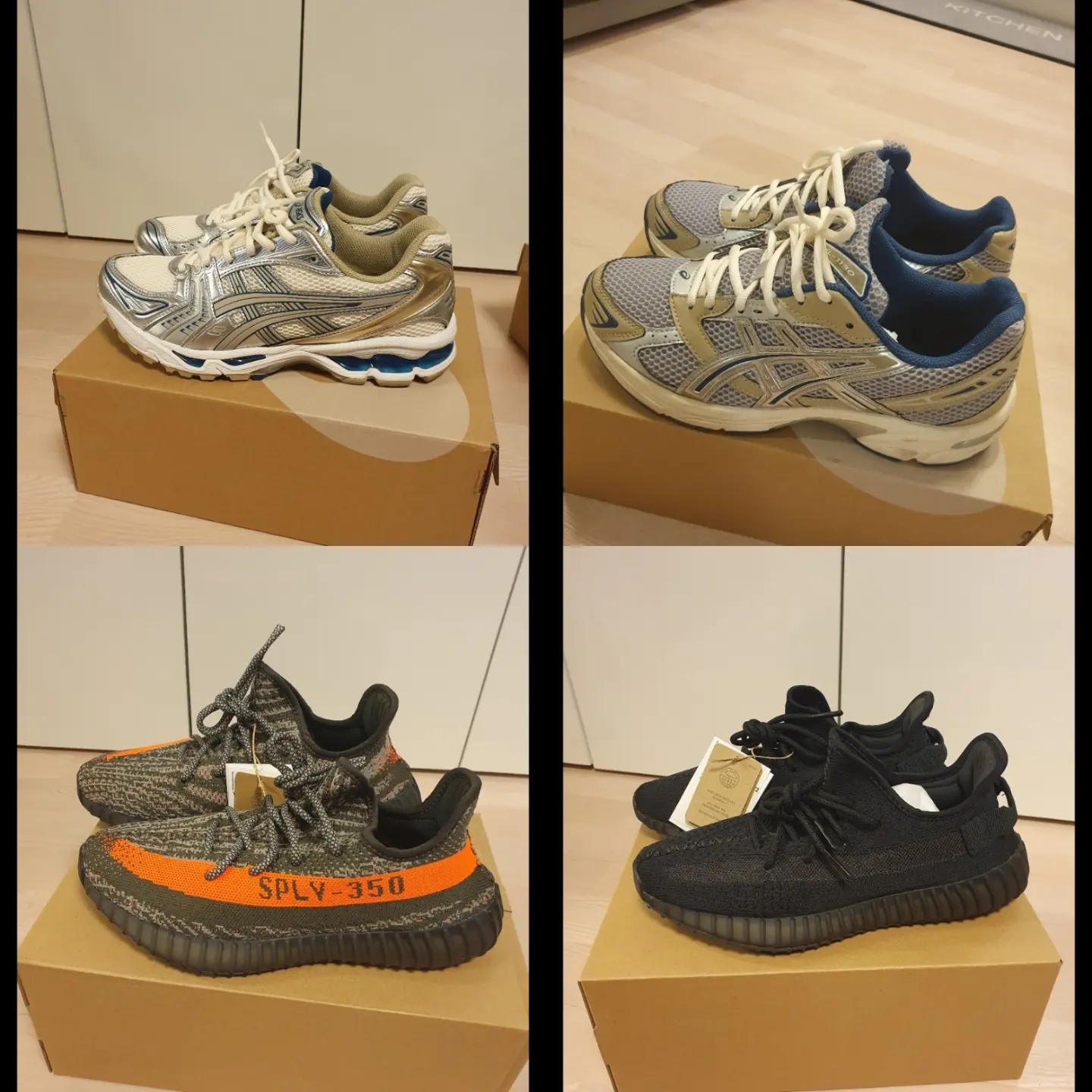Asics Gel-Kayano 14 Cream Black, Adidas Yeezy Boost 350 V2 Beluga - Reflective 착용 스타일 - 4