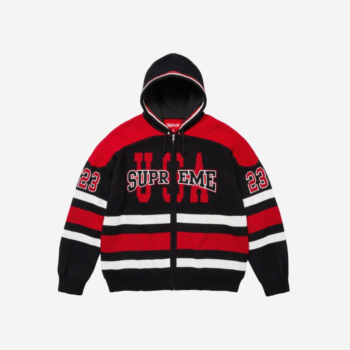 Supreme USA Zip Up Hooded Sweater Black - 23FW 상세 이미지 1