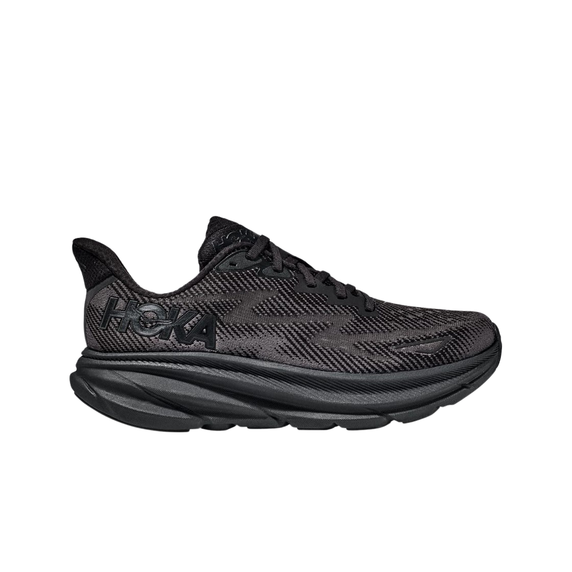 (W) 호카 클리프톤 9 블랙 - 레귤러((W) Hoka Clifton 9 Black - Regular)