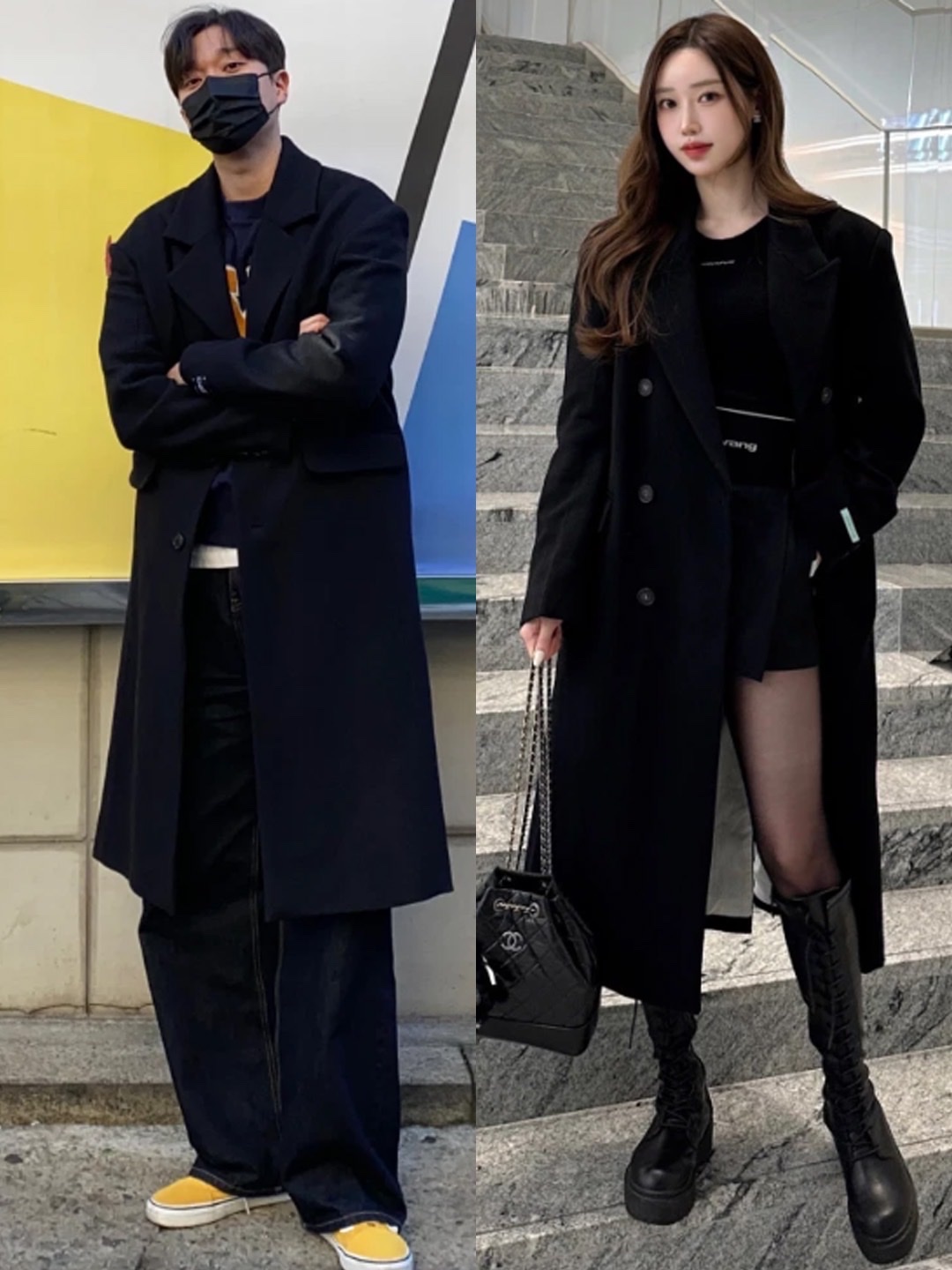 (W) The North Face White Label Novelty Nuptse Down Jacket Black, Our Legacy Cuban Boot Black 착용 스타일 - 3