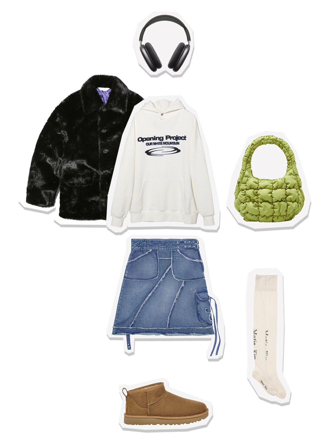 Opening Project Identity Hoodie Off White, (W) UGG Classic Ultra Mini Boots Chestnut 착용 스타일 - 1