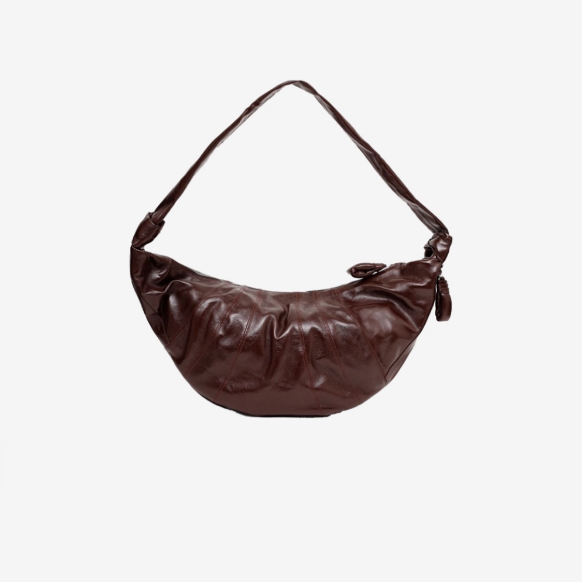Lemaire Large Croissant Bag Coated Linen Canvas Chocolate Fondant 착용 스타일 - 2