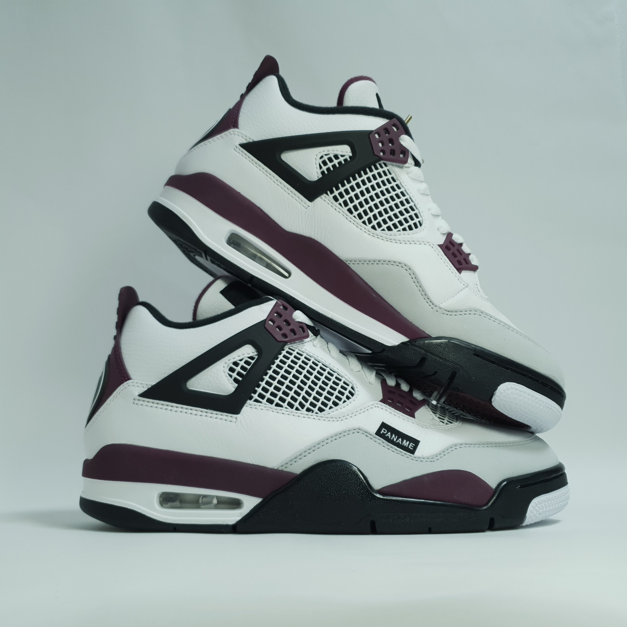 Jordan 4 x Paris Saint-Germain Retro Neutral Grey Bordeaux 착용 스타일 - 2