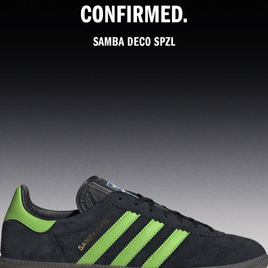 Adidas Samba Deco Spezial Core Black Lucid Lime 착용 스타일