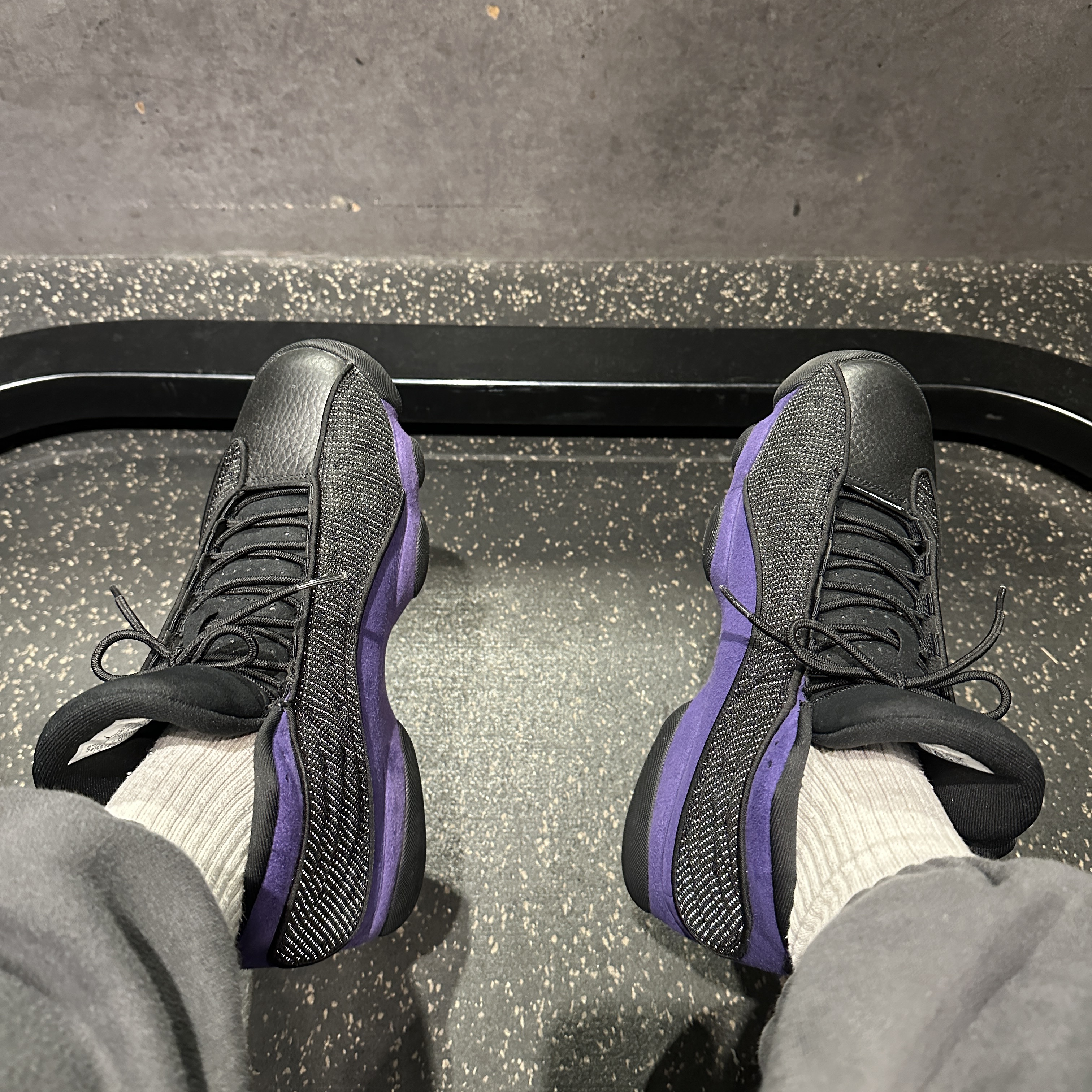 Jordan 13 Retro Court Purple, Jordan LeBron James LA Lakers Statement Edition NBA Swingman Jersey Field Purple 착용 스타일 - 2