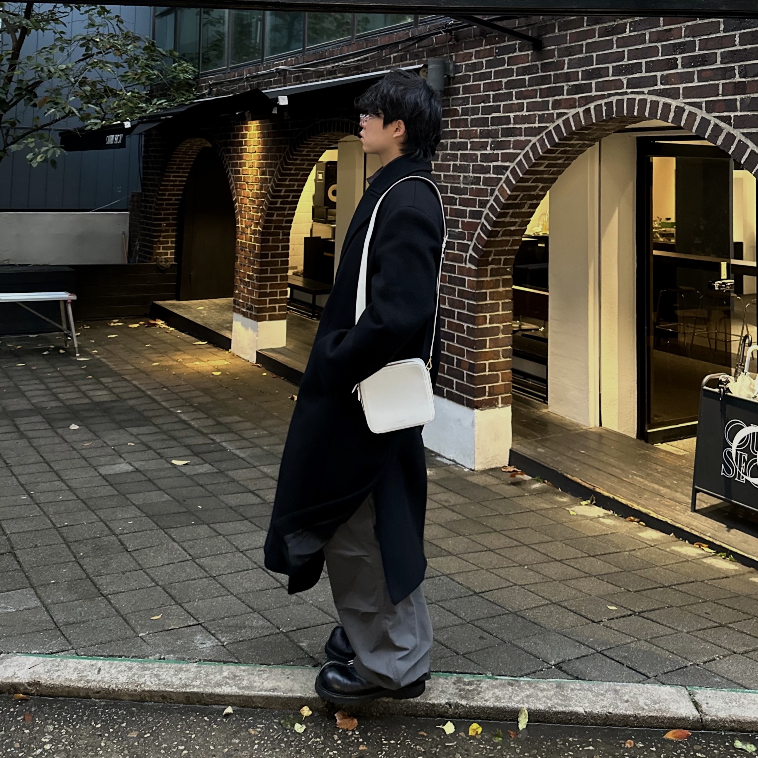 Millo Archive Double Coat Black 착용 스타일 - 1