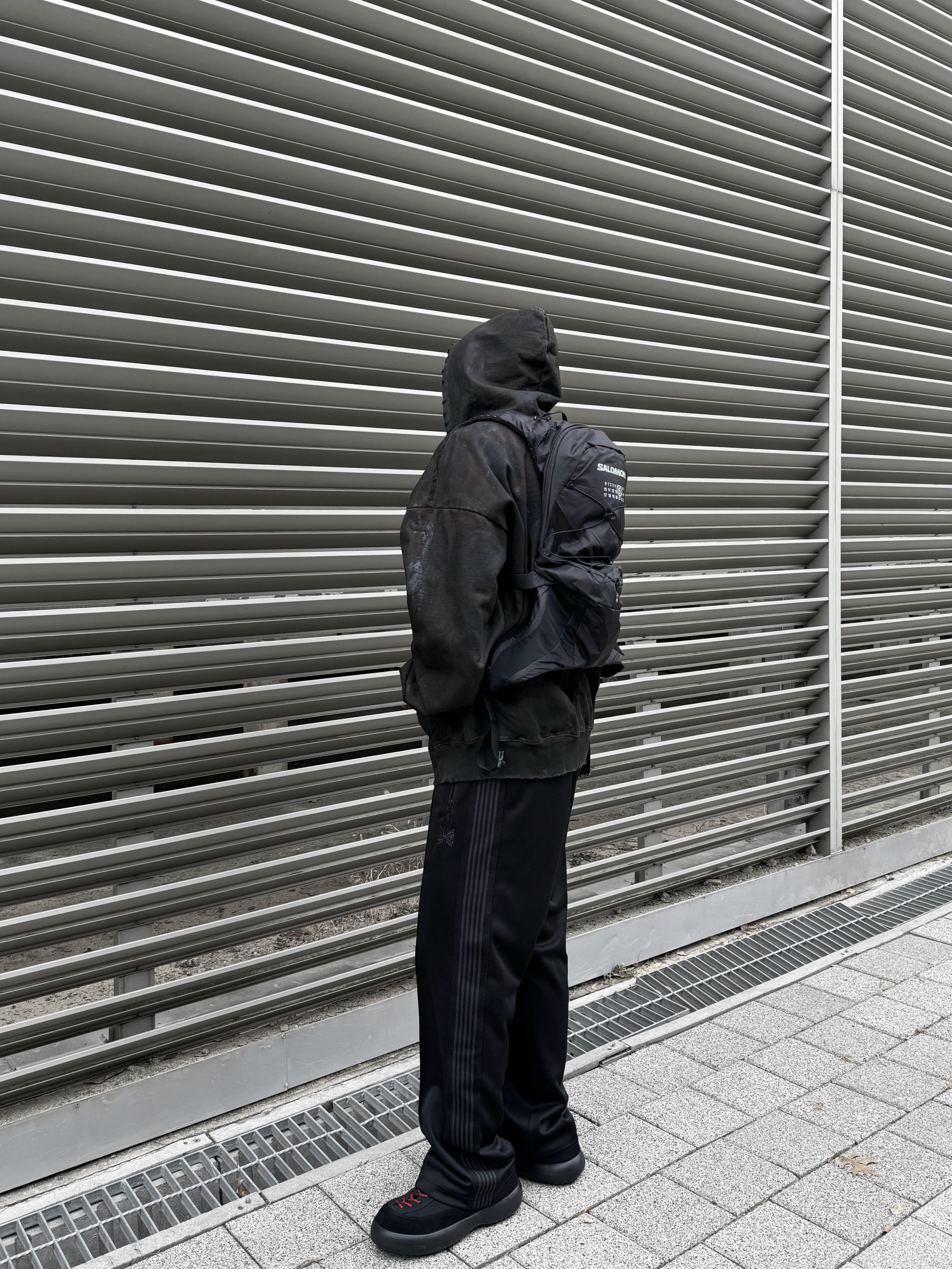 Undermycar Soundwave Dirty Coated Hood Zip-Up Black Oil - 23SS, Salomon x MM6 Maison Margiela XT-15 Black 착용 스타일 - 1