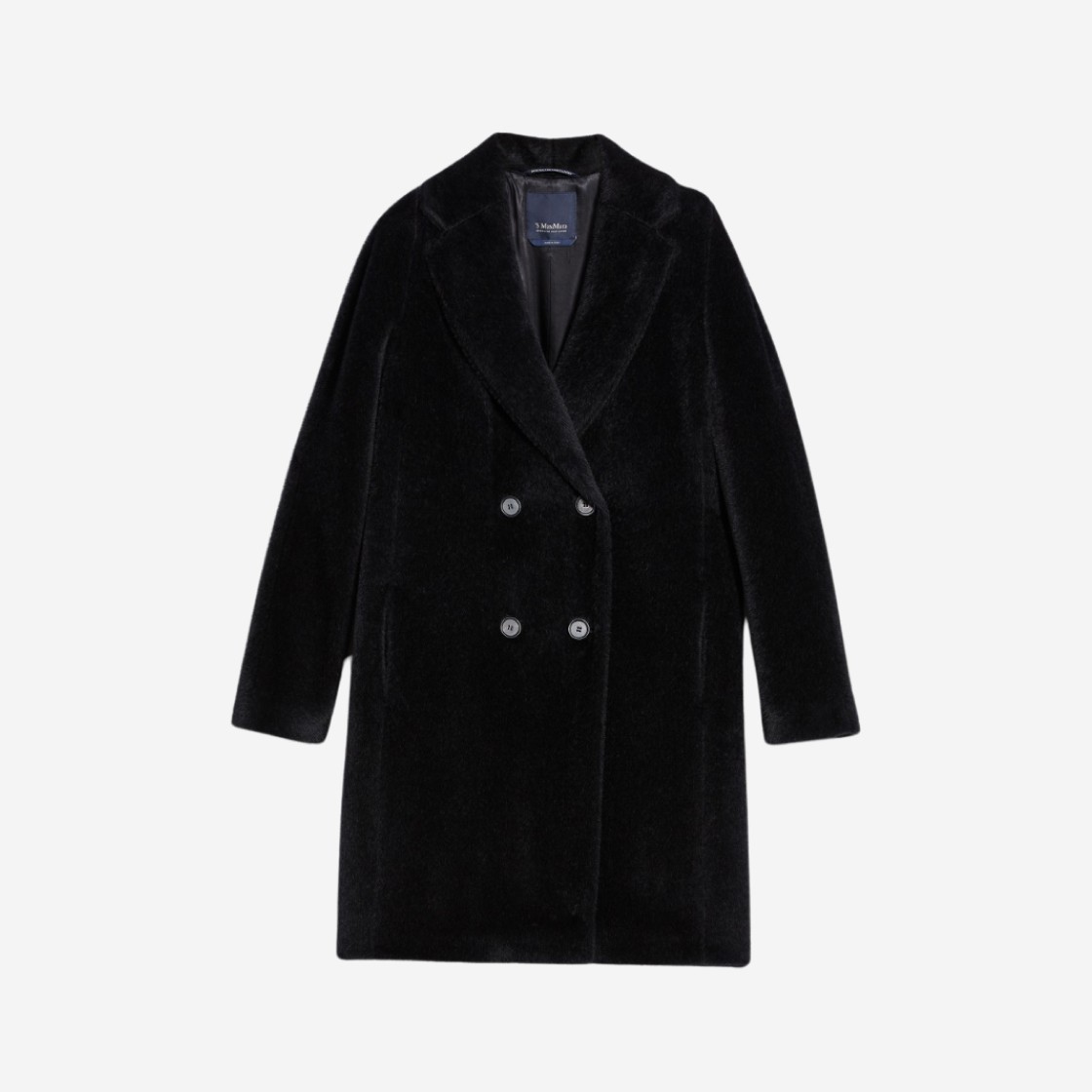 (W) Max Mara Roseto Double Breasted Teddy Coat Black 상세 이미지 1