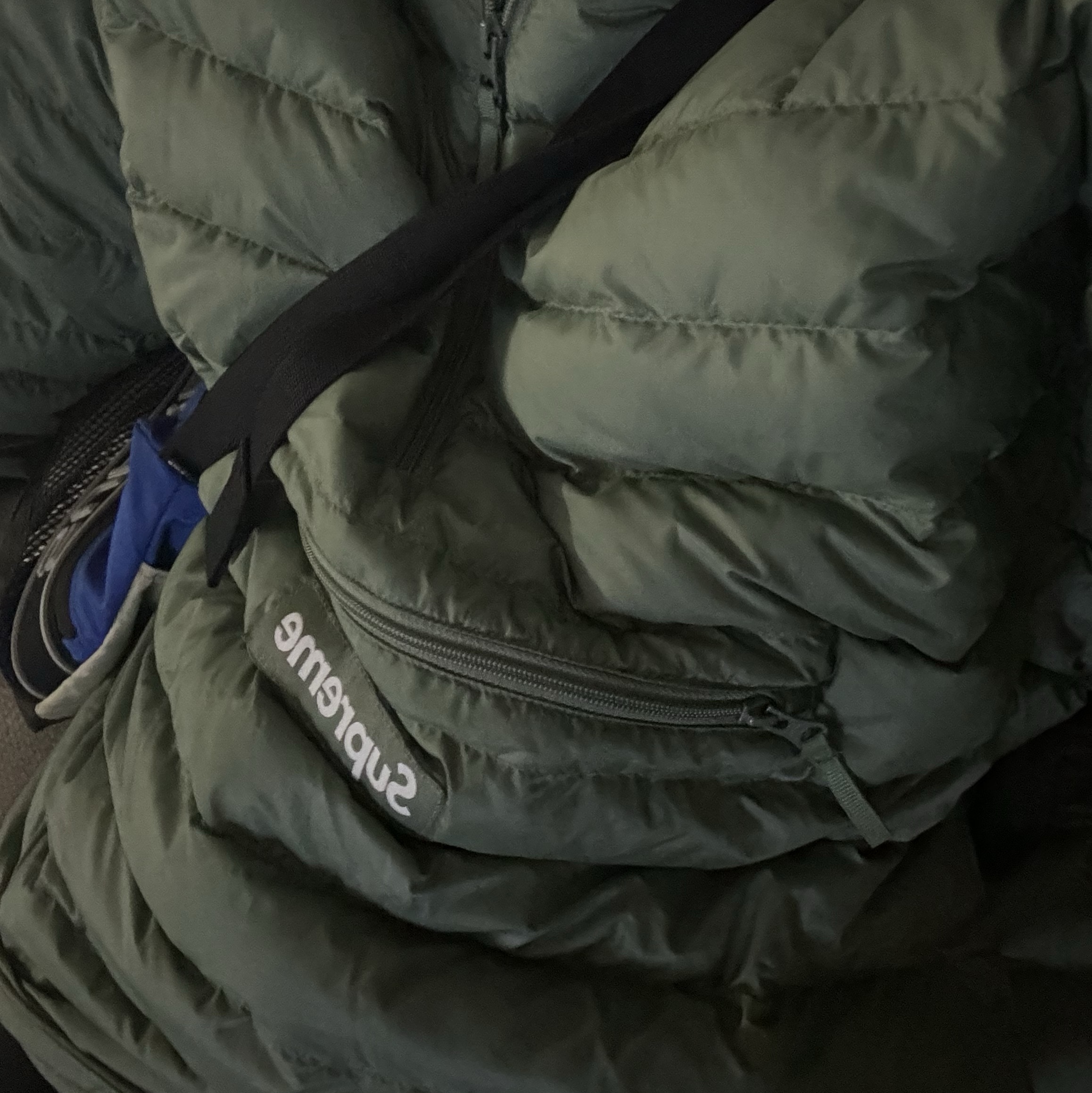 Supreme Micro Down Half Zip Hooded Pullover Olive - 23FW 착용 스타일