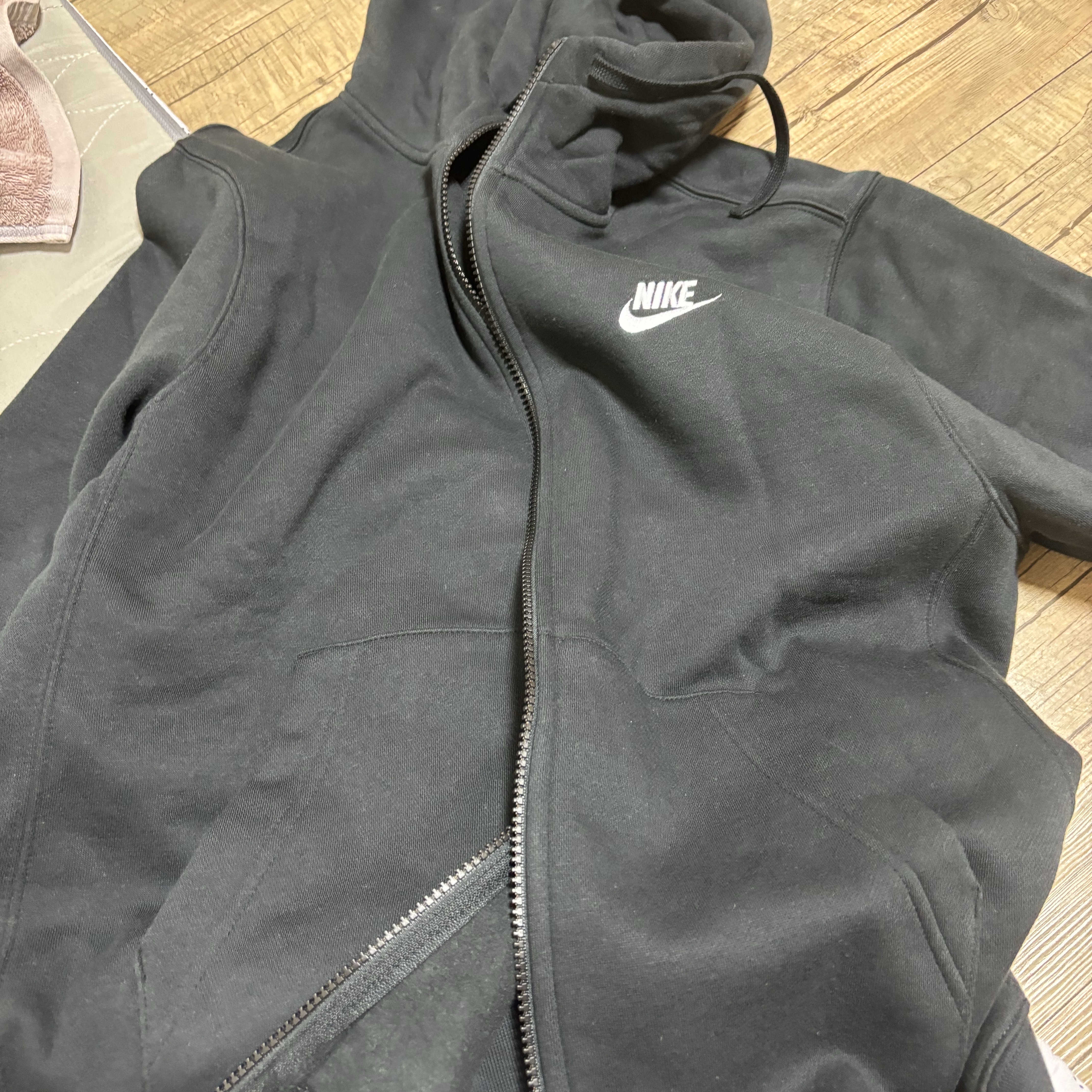 Nike NSW Club Fleece Full Zip Hoodie Black - Asia 착용 스타일