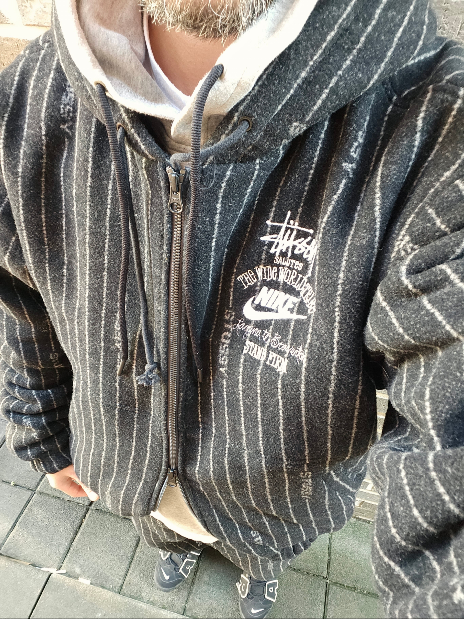 Nike x Stussy NRG Striped Wool Jacket Black (DR4023-010), Nike x Stussy NRG Striped Wool Pants Black (DR4021-010) 착용 스타일 - 2