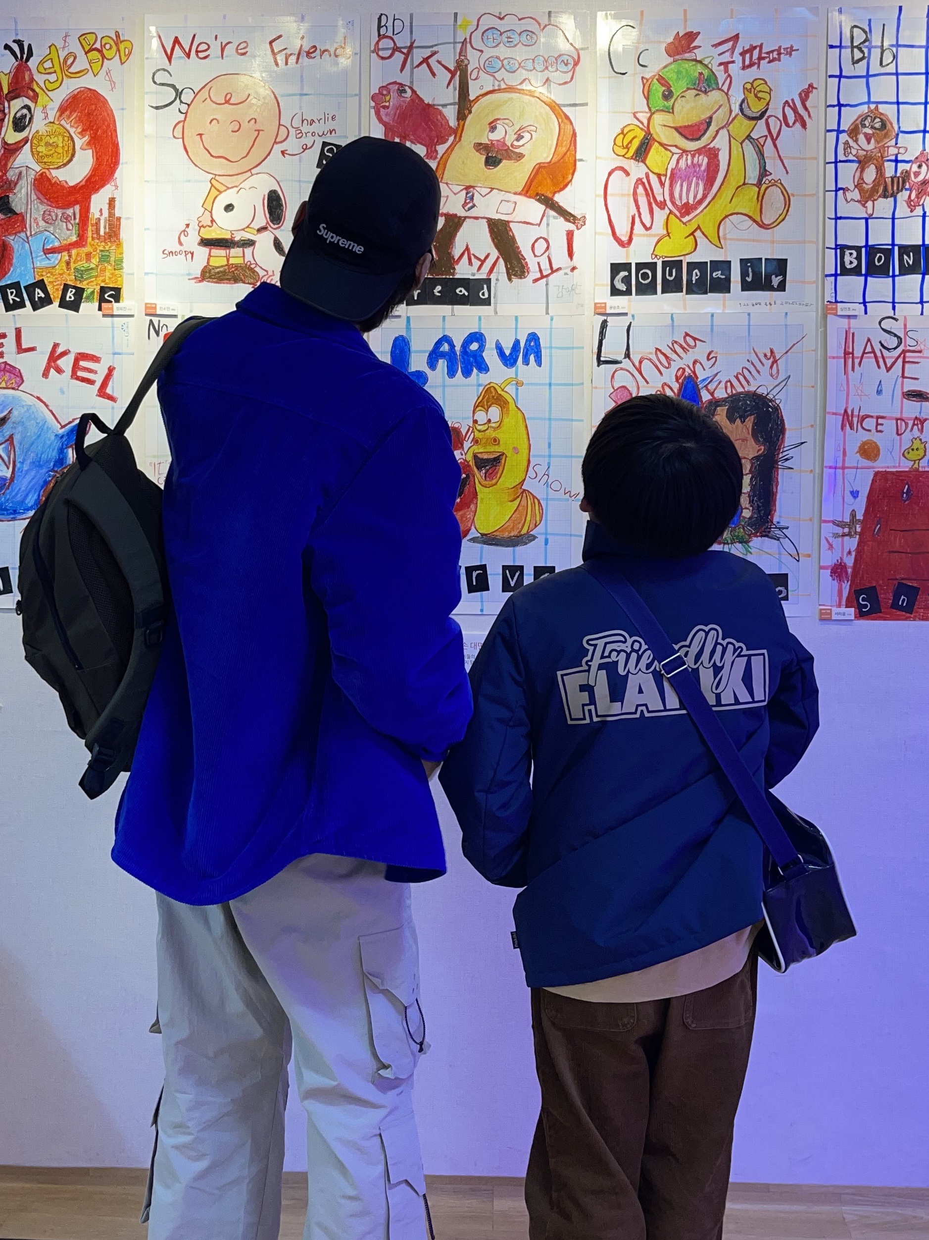 (GS) Jordan 1 Low Sky J Purple White, Stussy Cord Quilted Overshirt Royal Blue 착용 스타일 - 4