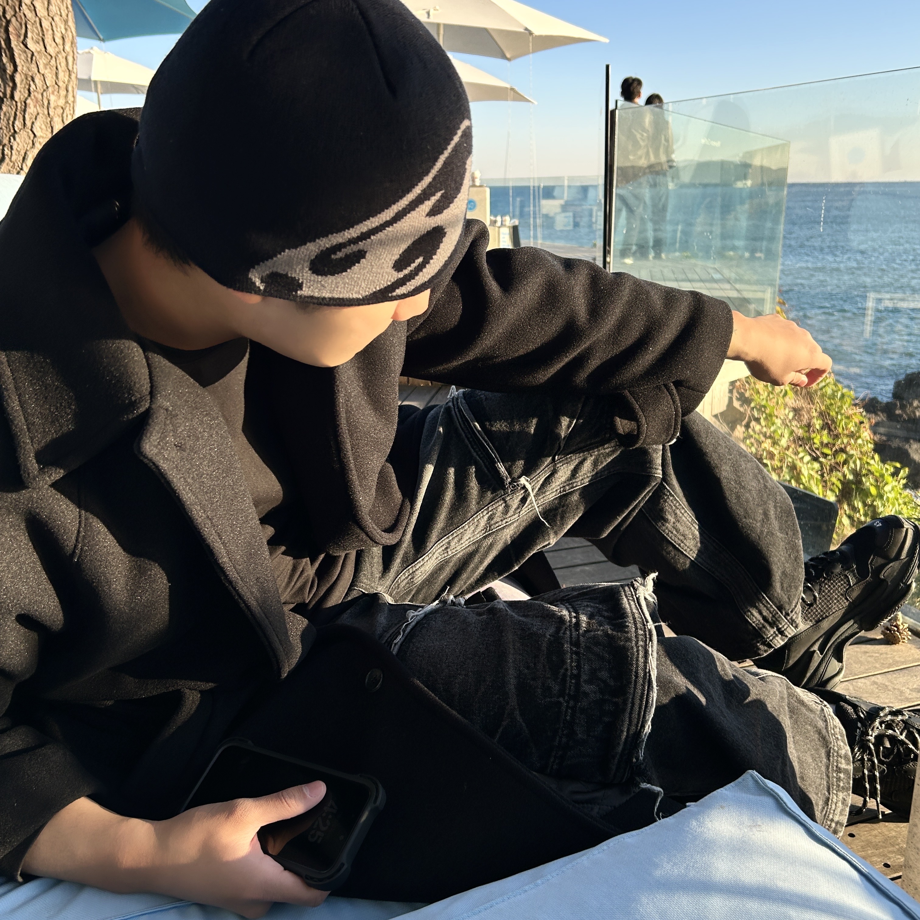 Sansan Gear Logo Beanie Black - 22FW 착용 스타일 - 1