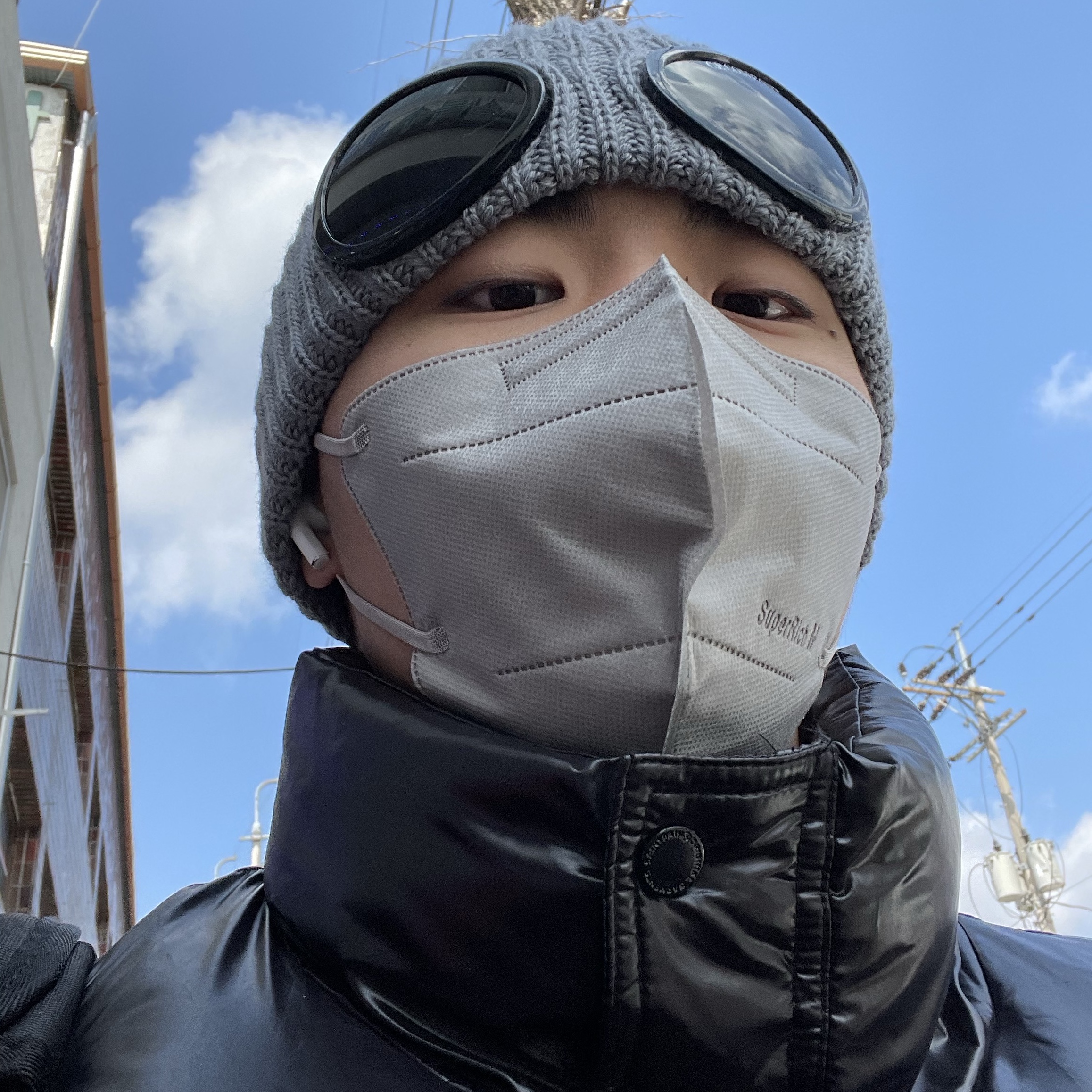 C.P. Company Extra Fine Merino Wool Goggle Beanie Grey - 21FW 착용 스타일