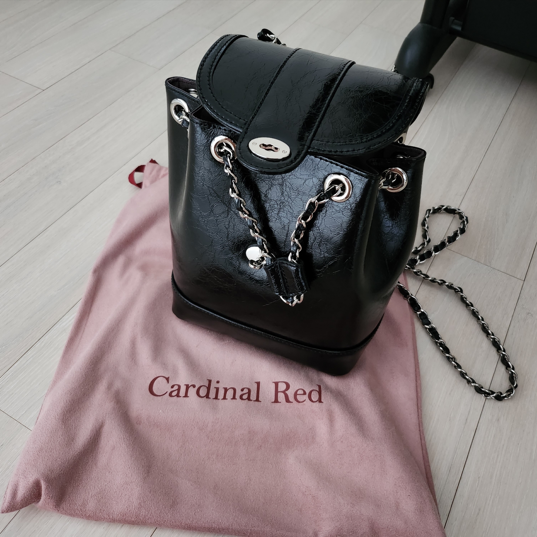Cardinal Red Hawoo-A Bag Black 착용 스타일 - 1