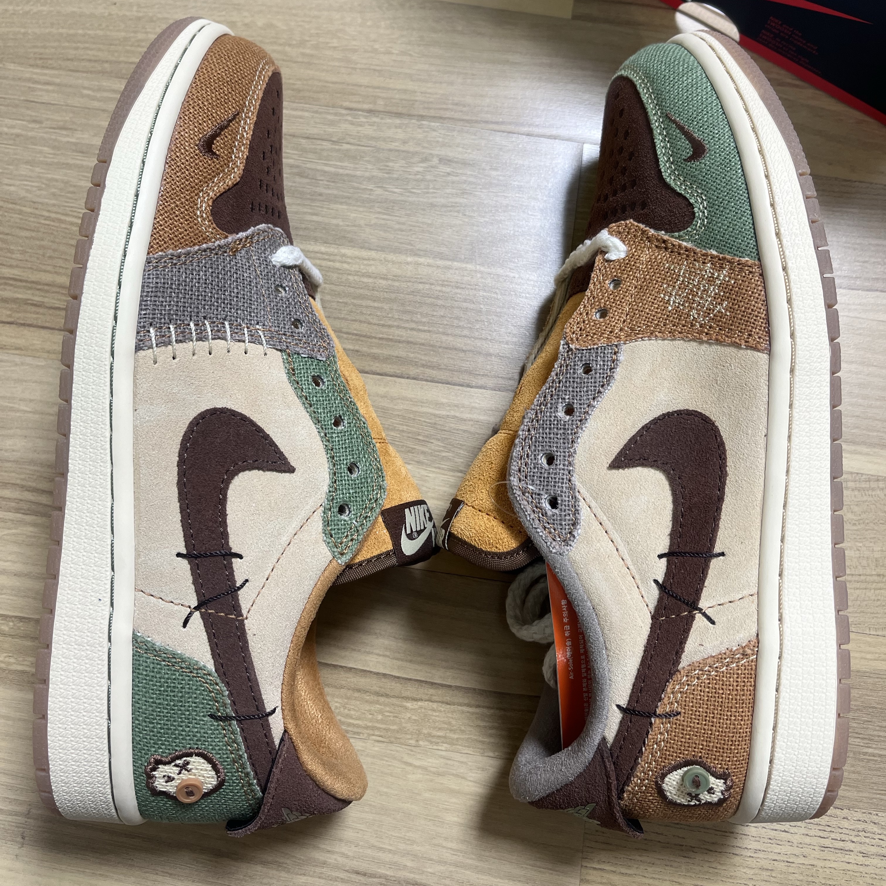 Jordan 1 x Zion Williamson Retro Low OG Flax and Oil Green 착용 스타일