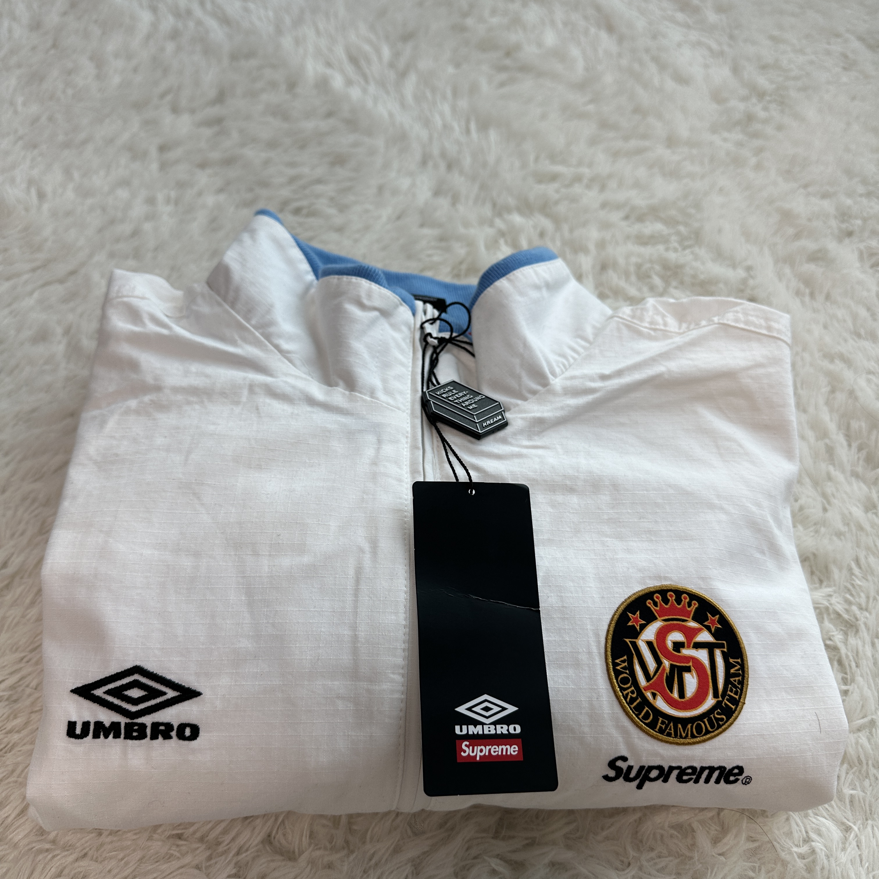Supreme x Umbro Cotton Ripstop Track Jacket White - 23FW 착용 스타일 - 4