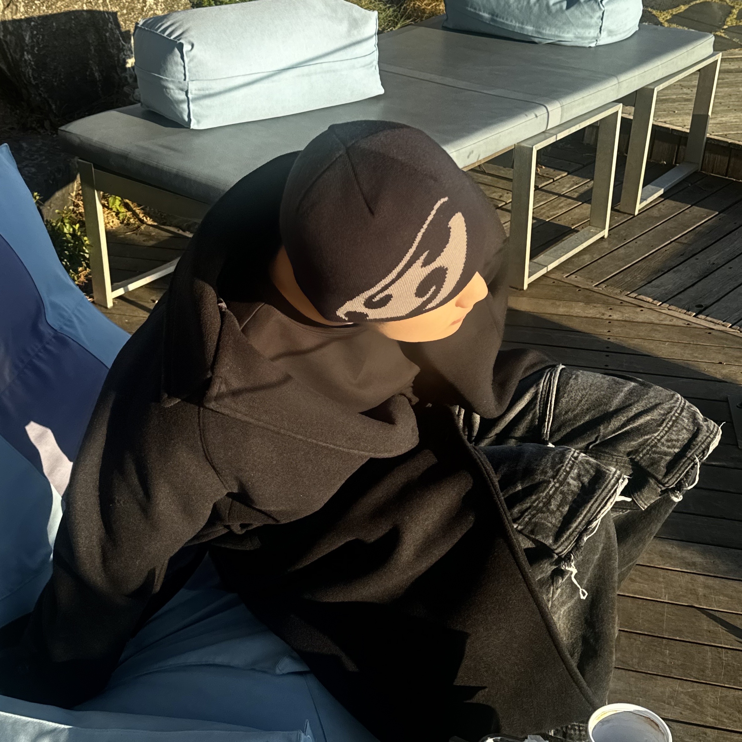 Sansan Gear Logo Beanie Black - 22FW 착용 스타일 - 3
