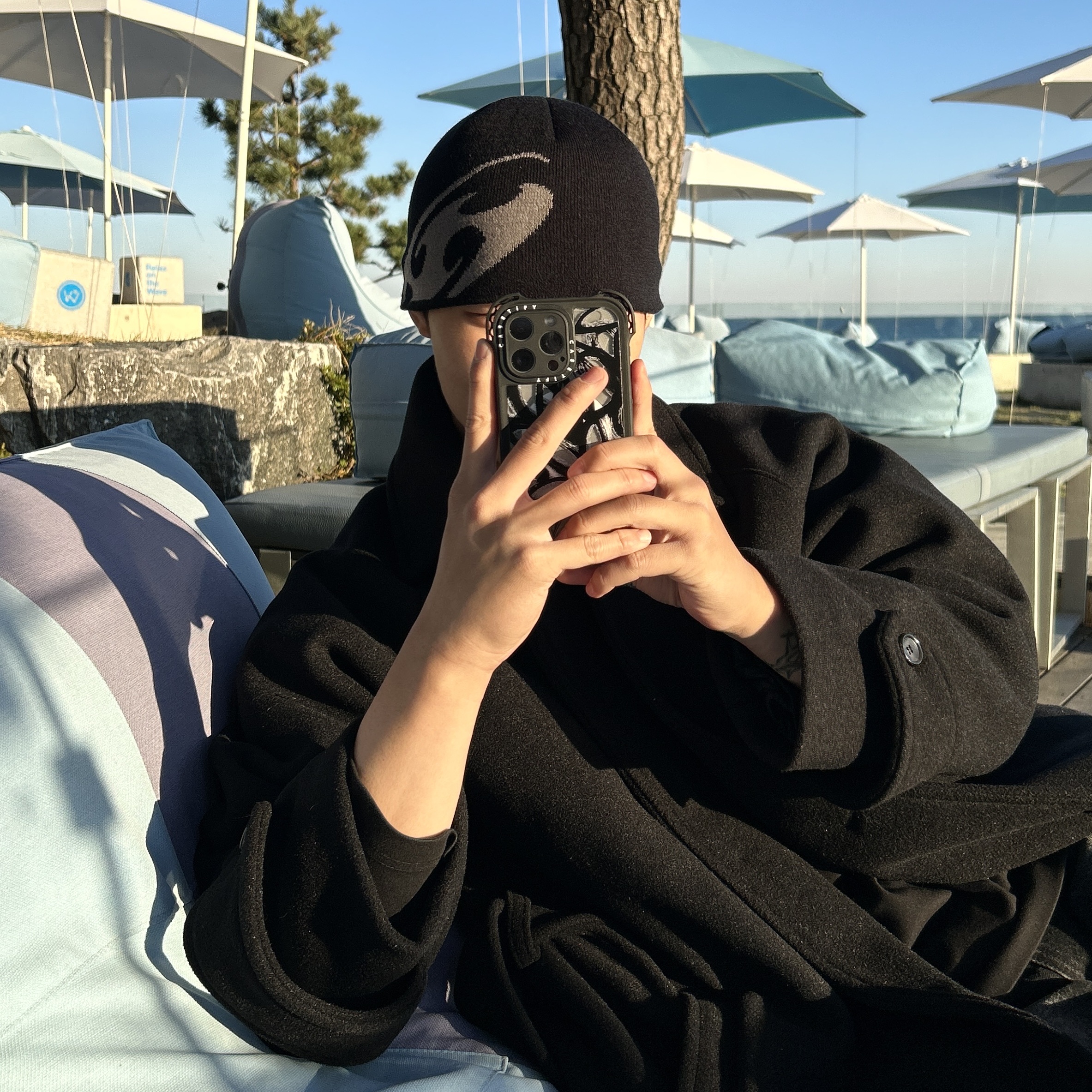 Sansan Gear Logo Beanie Black - 22FW 착용 스타일 - 4