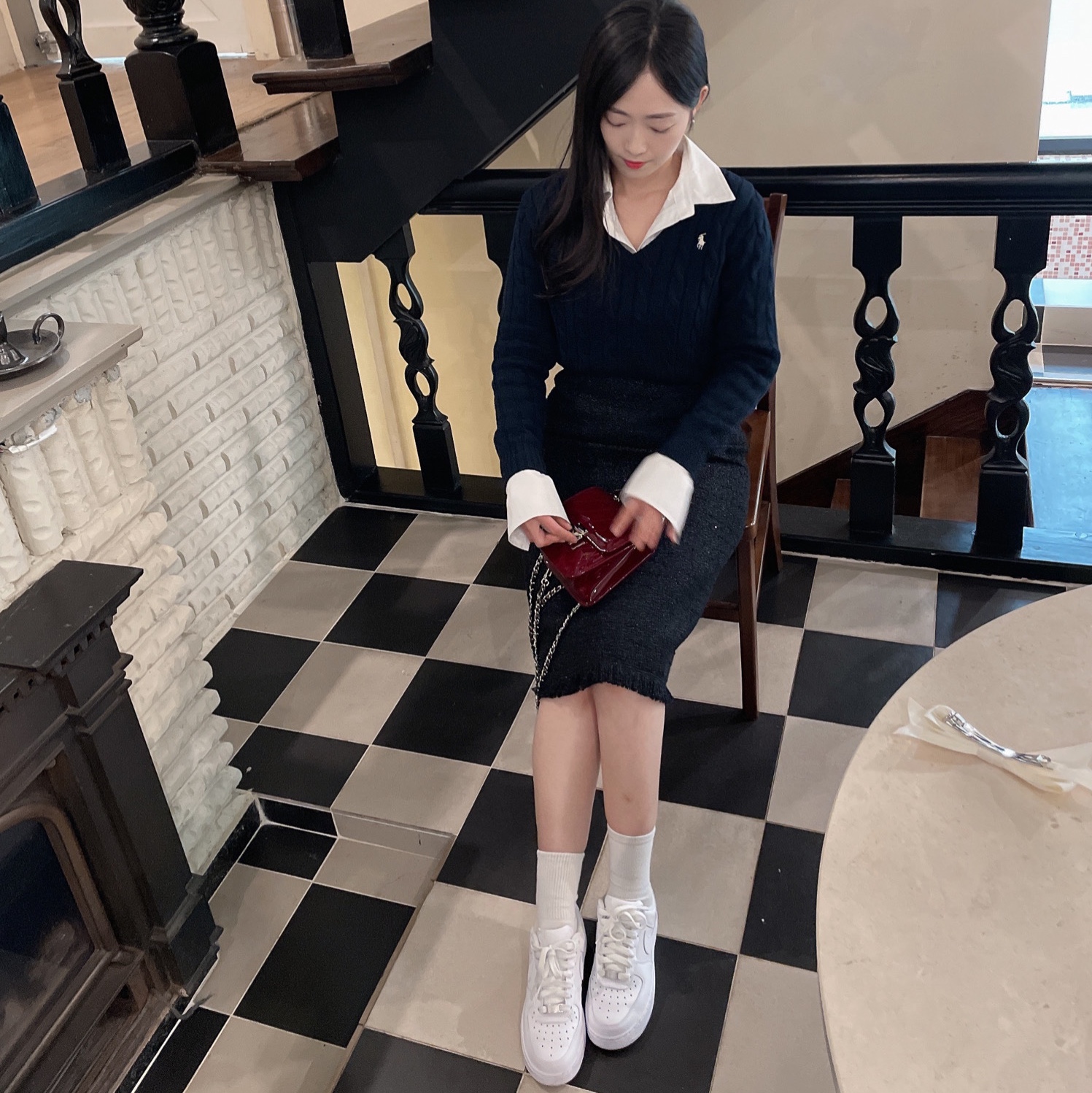 (W) Nike Air Force 1 '07 Low White 착용 스타일