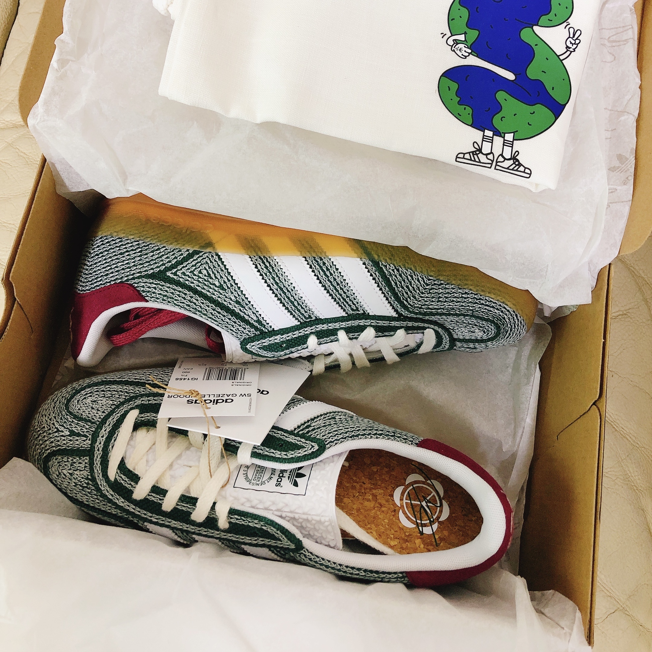 Adidas x Sean Wotherspoon Gazelle Indoor Collegiate Green Cloud White 착용 스타일