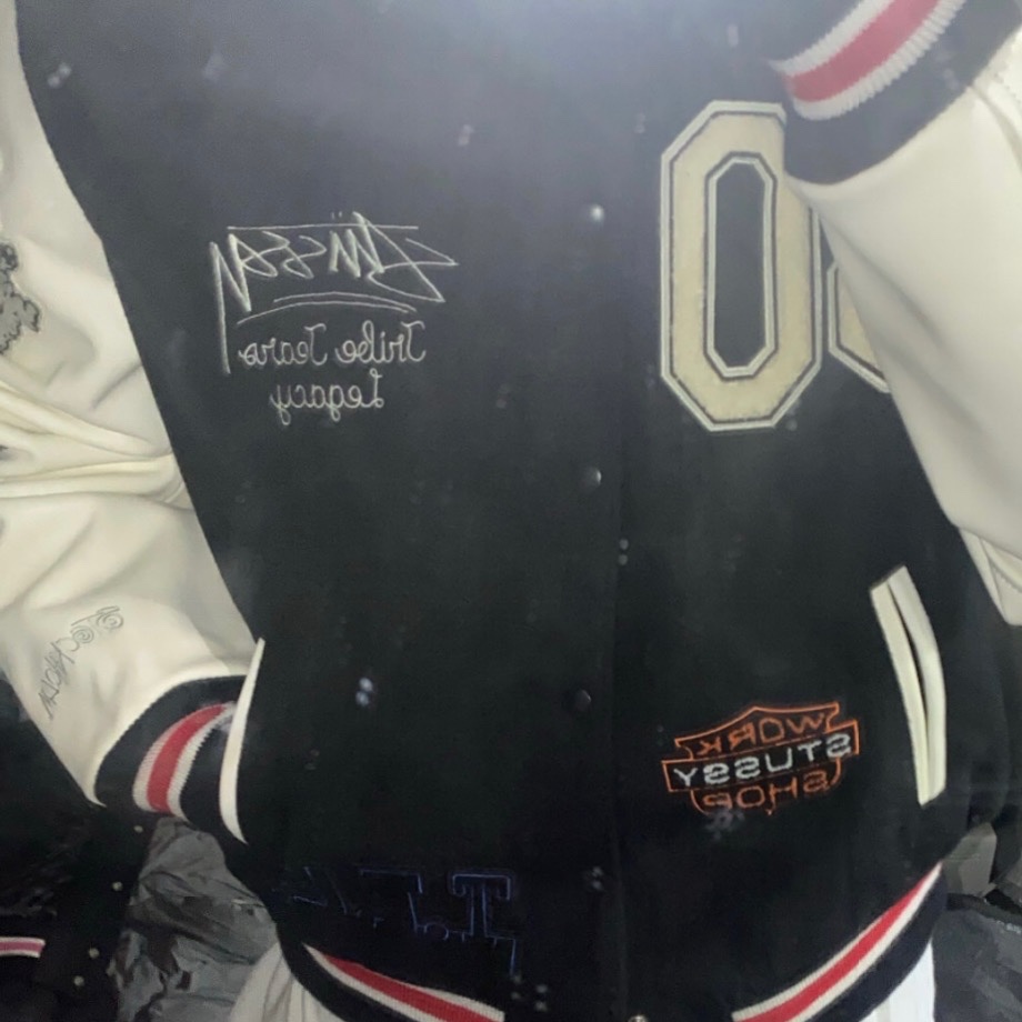 Stussy x Our Legacy x Denim Tears TTL Varsity Jacket Black 착용 스타일