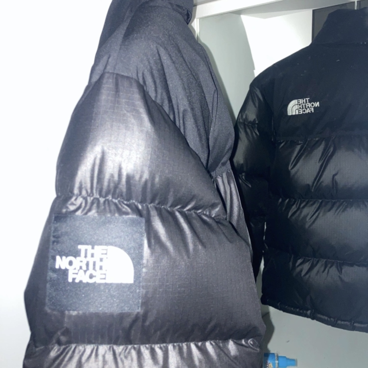 The North Face 1992 Nuptse Jacket Black 착용 스타일