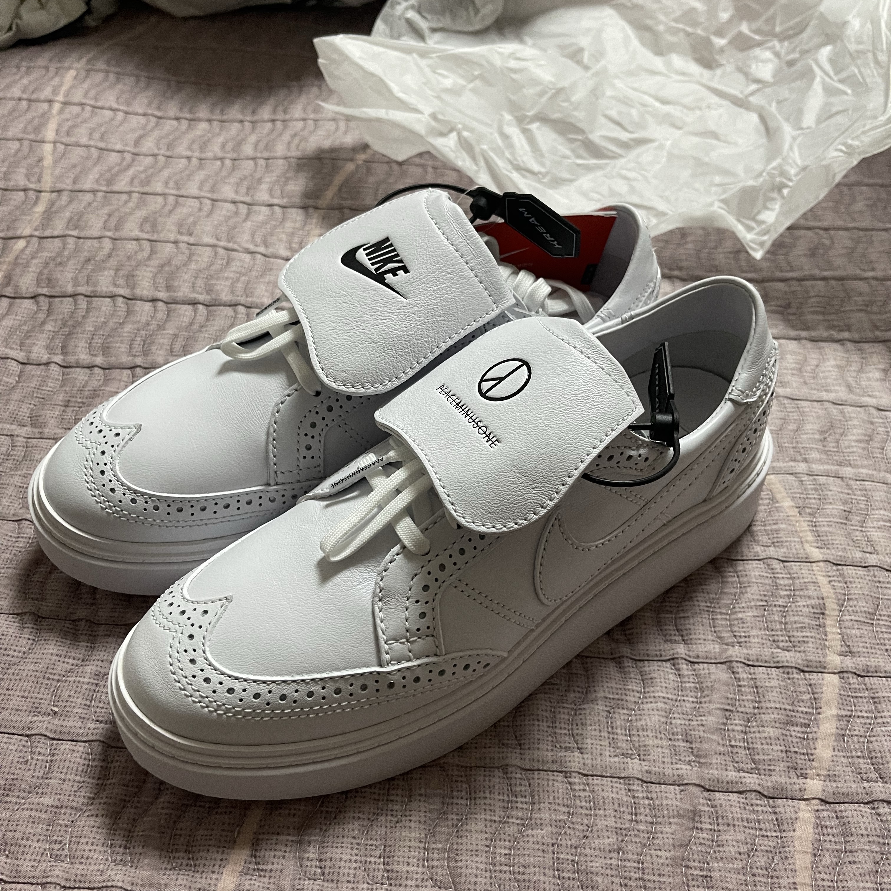 Nike x Peaceminusone Kwondo1 White 착용 스타일 - 4