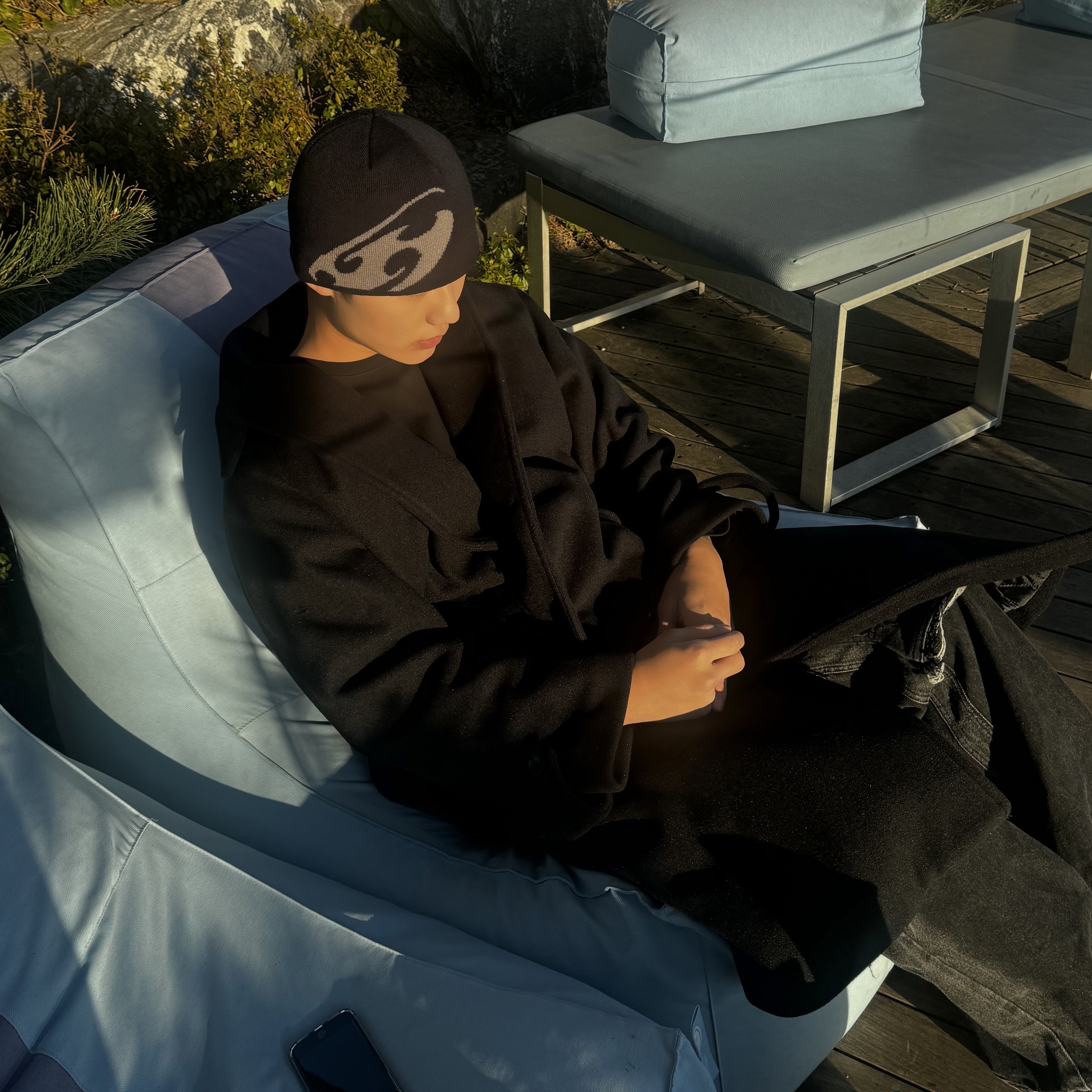 Sansan Gear Logo Beanie Black - 22FW 착용 스타일 - 2