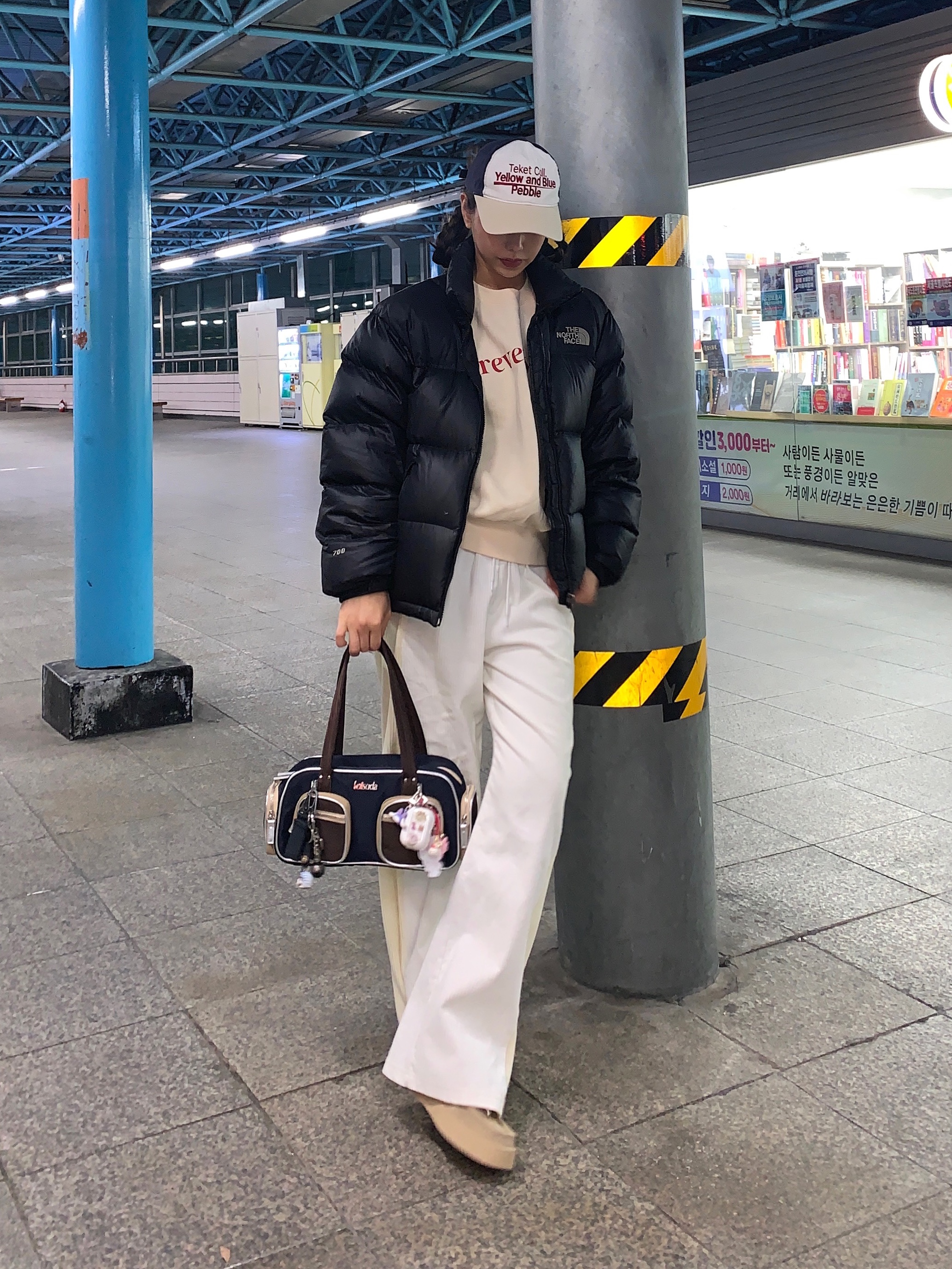 (W) The North Face Nuptse On Ball Jacket Real Black, The North Face 1996 Eco Nuptse Jacket Real Black 착용 스타일