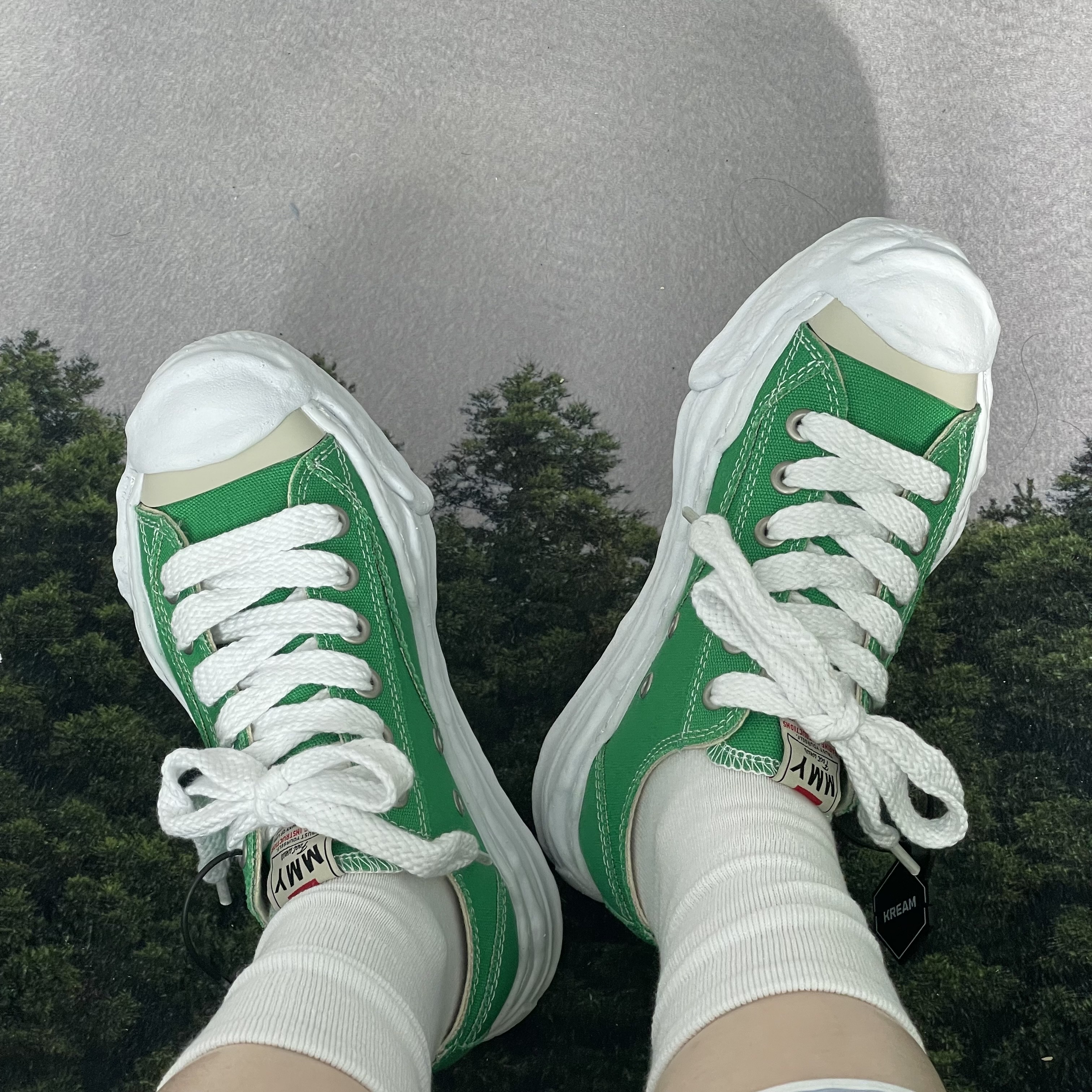 Maison Mihara Yasuhiro Hank OG Sole Canvas Low-top Sneakers Green 착용 스타일 - 2