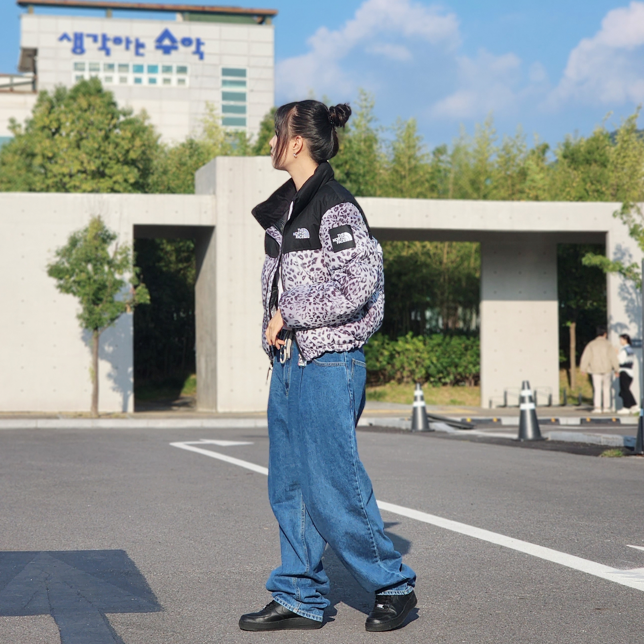(W) The North Face White Label Novelty Nuptse Down Jacket P Silver, Nike Air Force 1 '07 Low Triple Black 착용 스타일 - 1