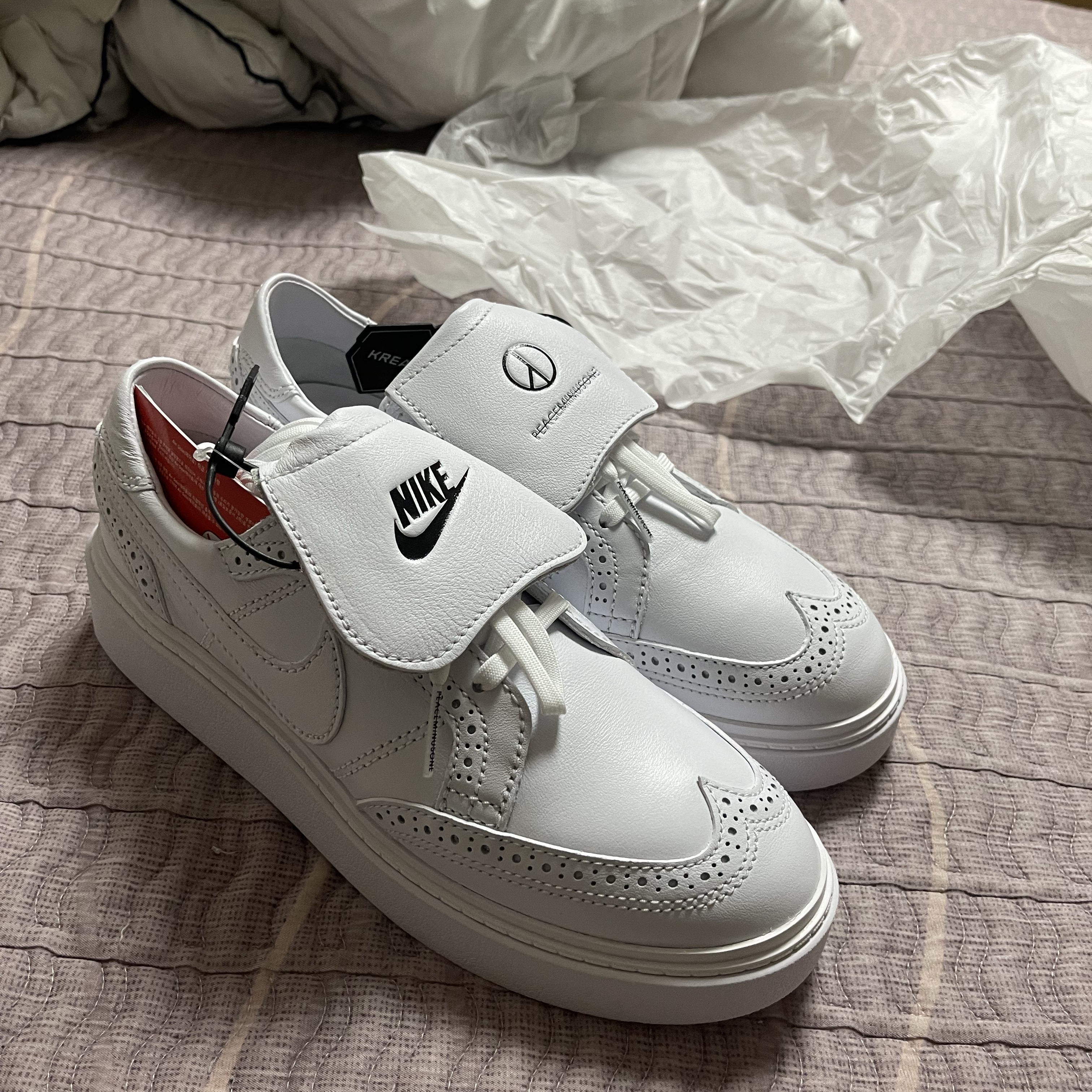 Nike x Peaceminusone Kwondo1 White 착용 스타일 - 3