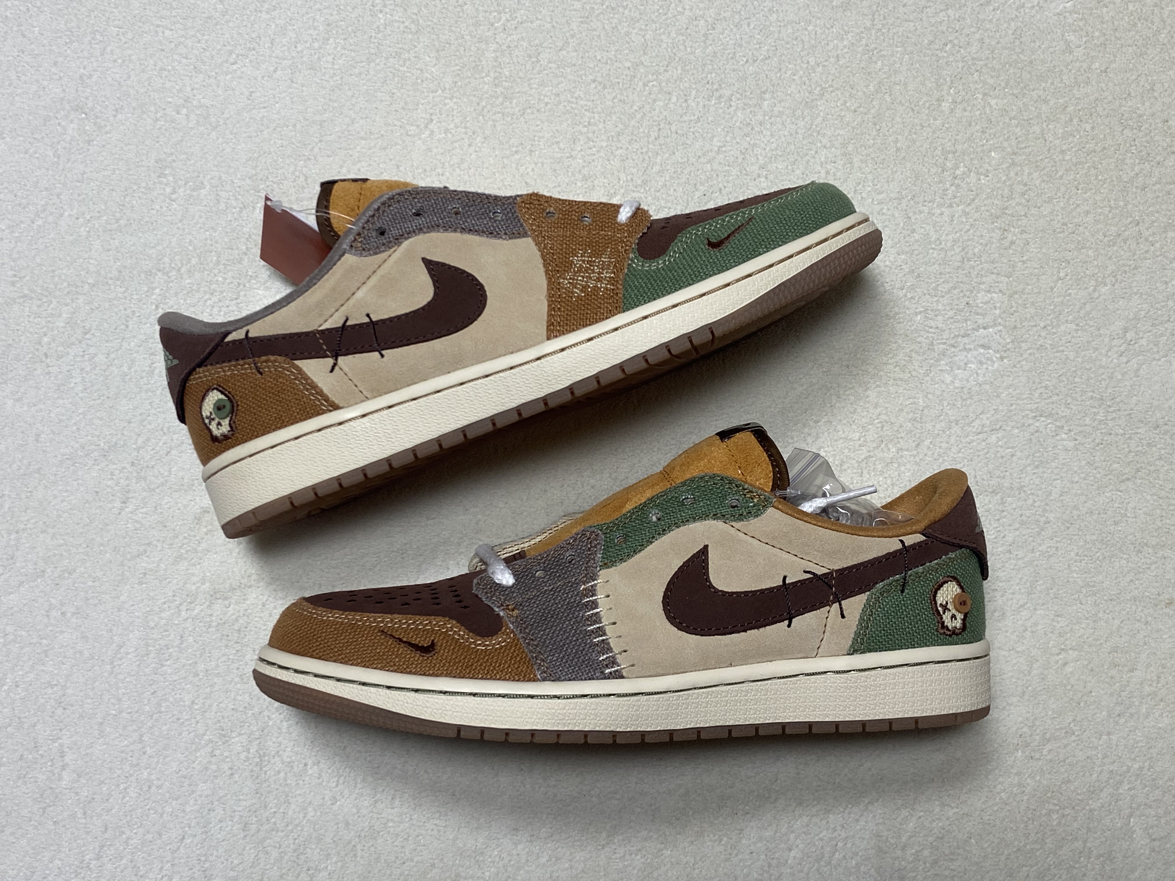 Jordan 1 x Zion Williamson Retro Low OG Flax and Oil Green 착용 스타일 - 1