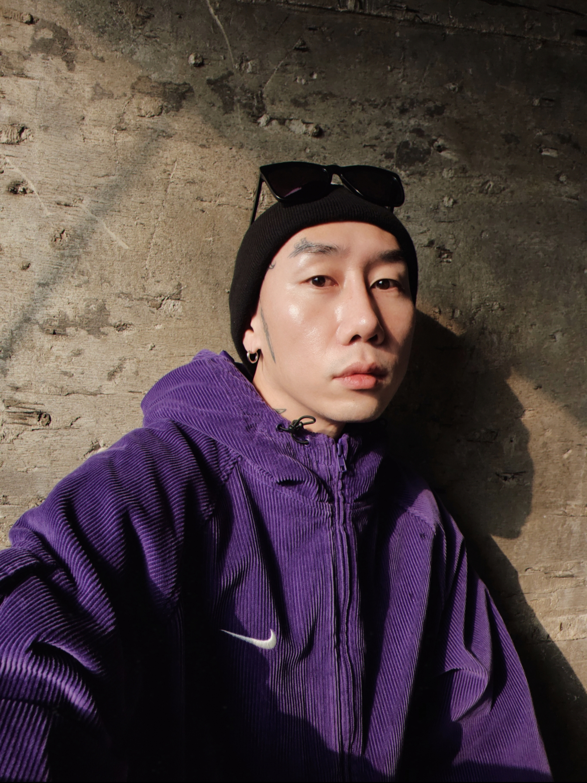 Supreme x Nike Arc Corduroy Hooded Jacket Purple - 22SS, Supreme Big Logo Beanie Black 착용 스타일