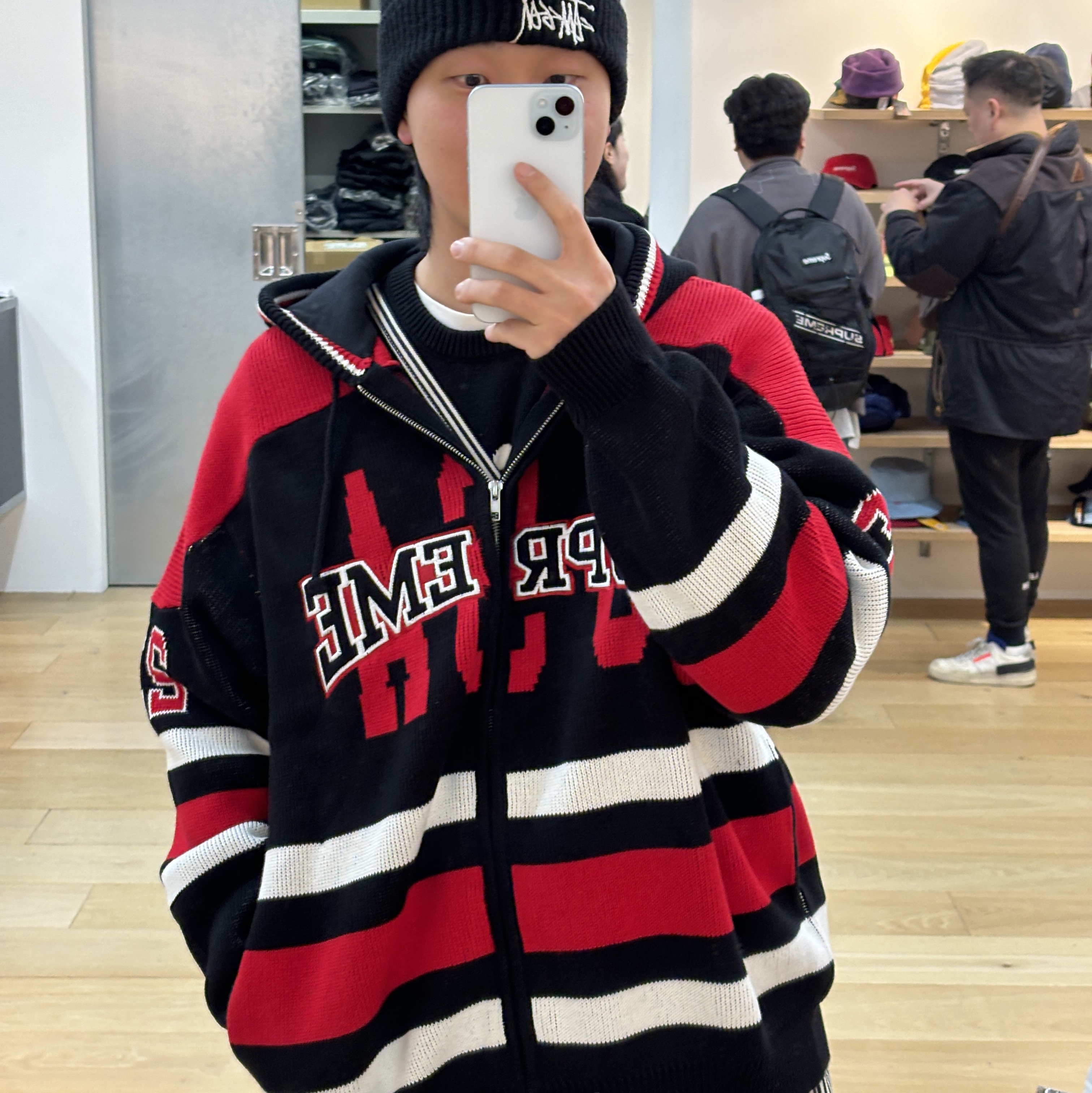 Supreme USA Zip Up Hooded Sweater Black - 23FW 착용 스타일