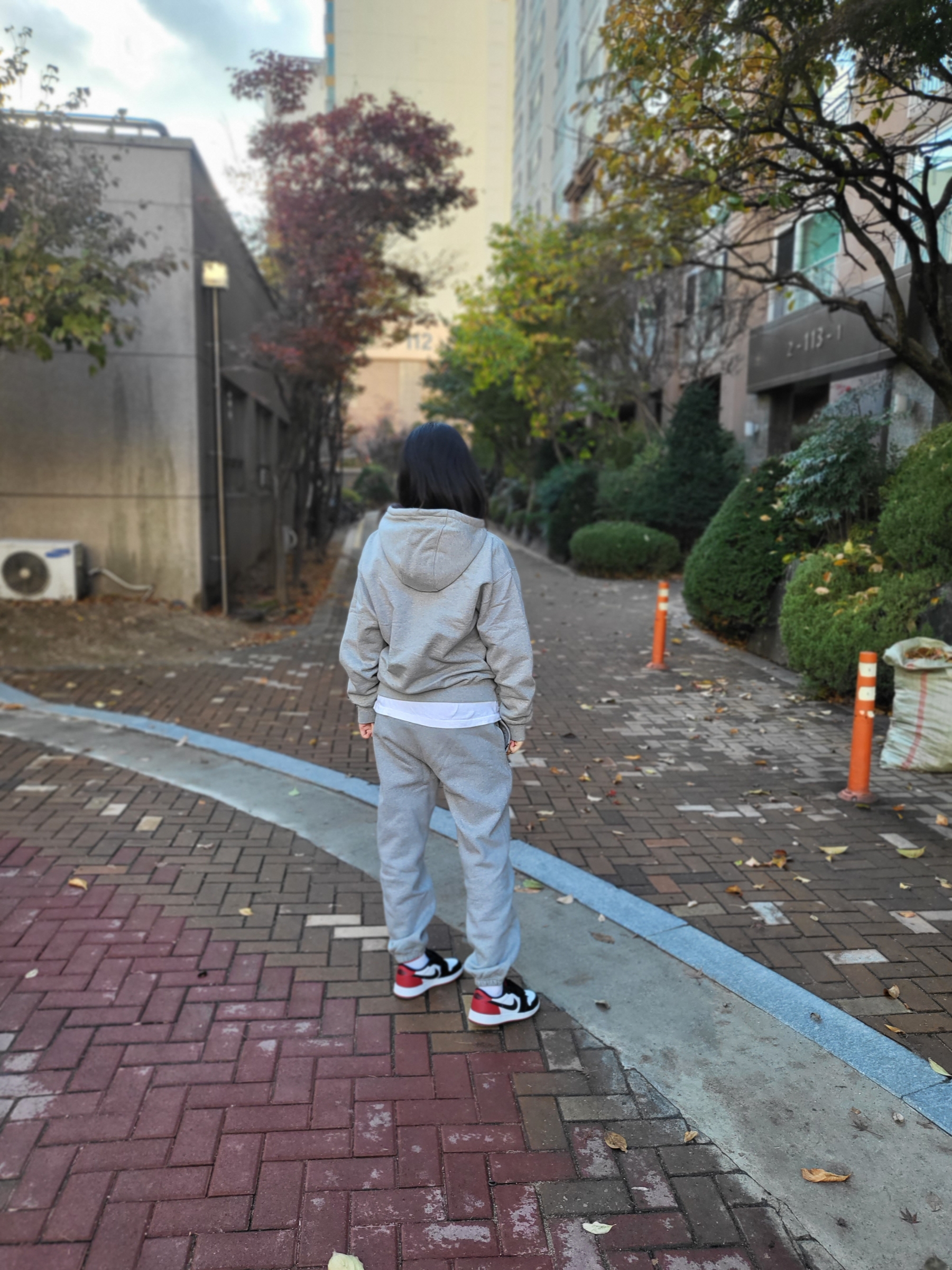 Jordan 1 Retro Low OG Black Toe, Nike NRG Solo Swoosh Fleece Hoodie Dark Grey Heather - Asia 착용 스타일