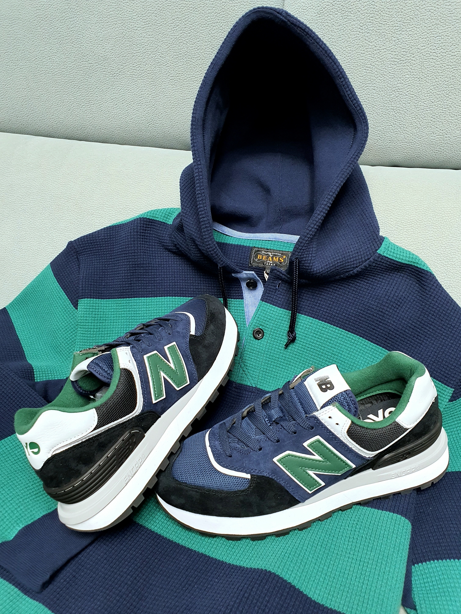 New Balance x Comme des Garcons Junya Watanabe Man 574 Legacy Navy Black 착용 스타일