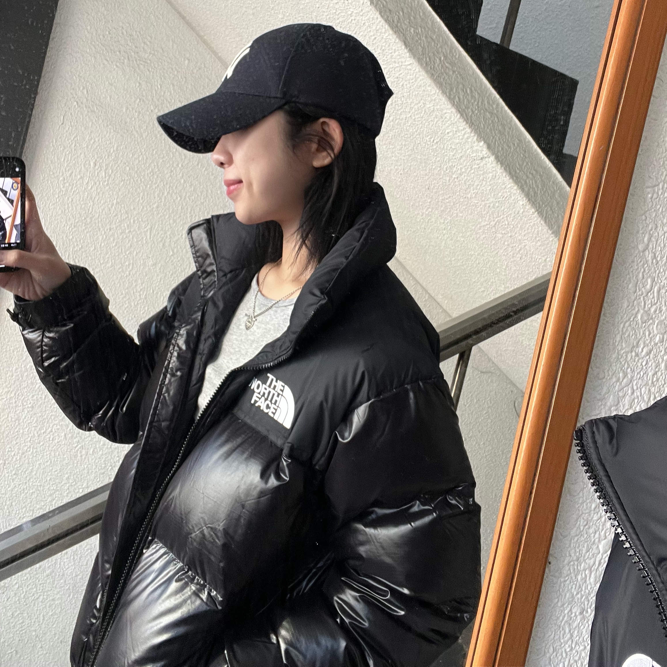 The North Face 1996 Eco Nuptse Jacket Real Black 착용 스타일