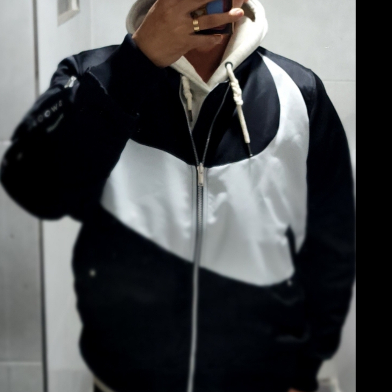 Nike NSW Swoosh Therma-Fit Bomber Black - Asia 착용 스타일