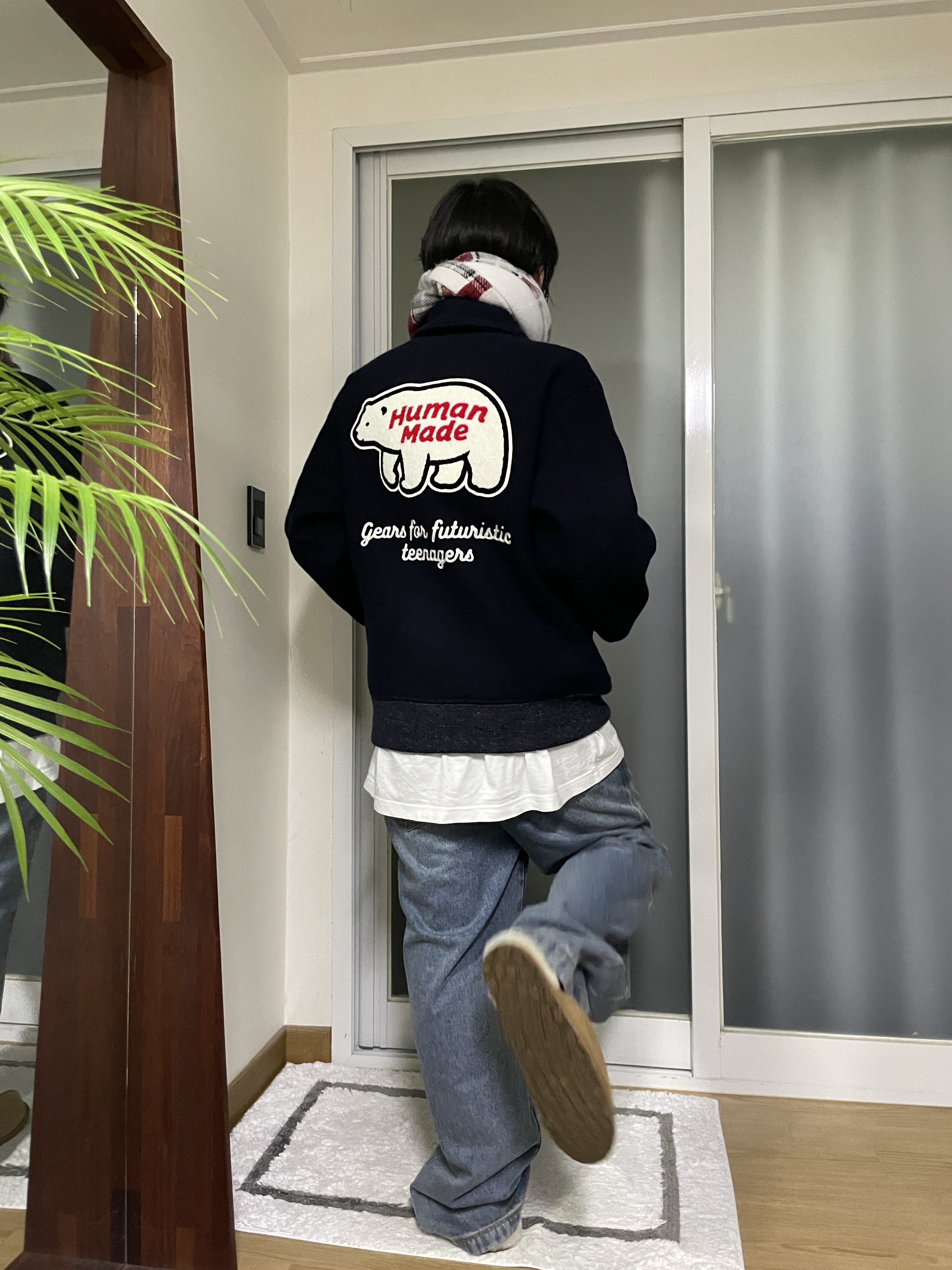 Human Made Melton Wool Jacket Navy 착용 스타일