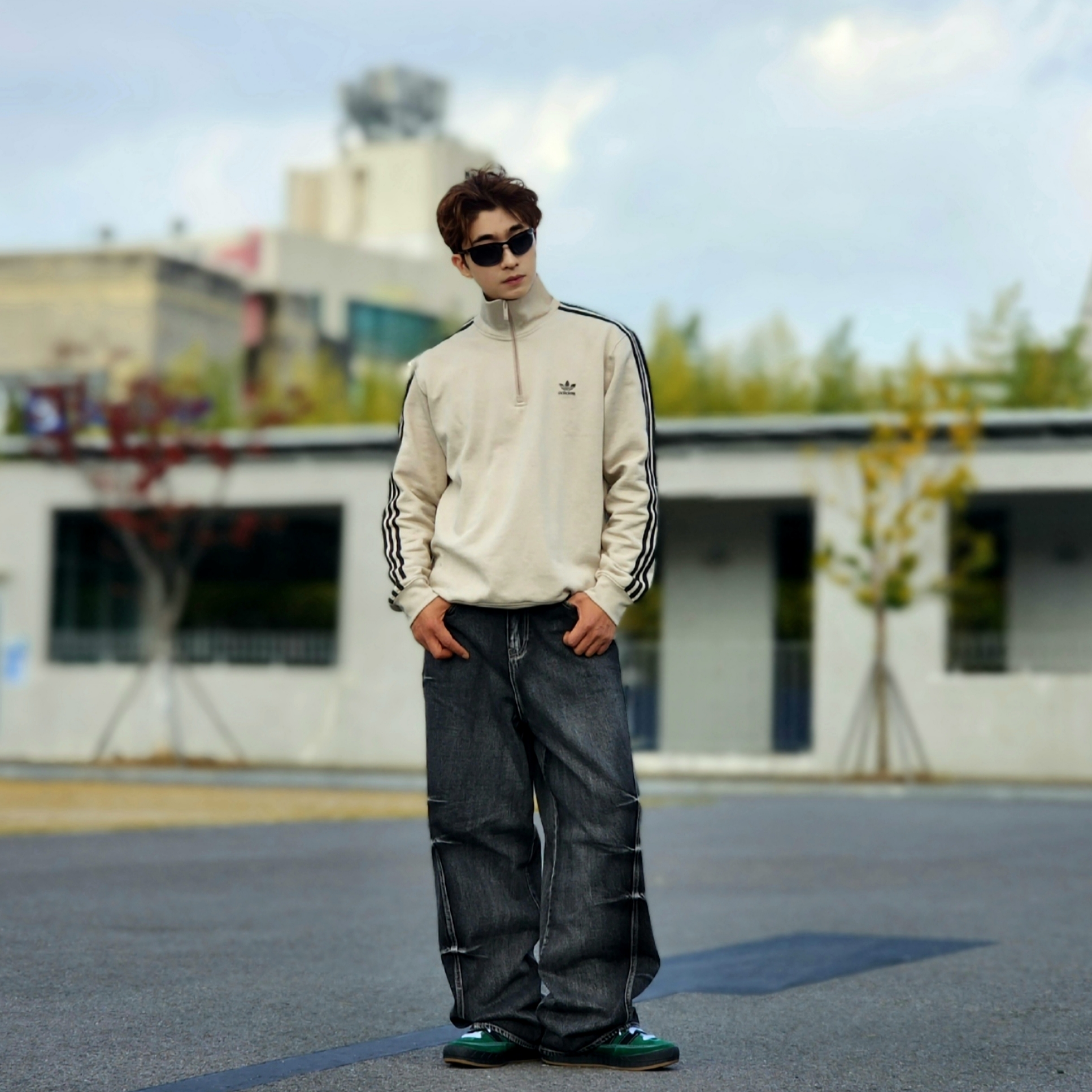 Adidas x YNuK Adimatic Dark Green Core Black 착용 스타일 - 1