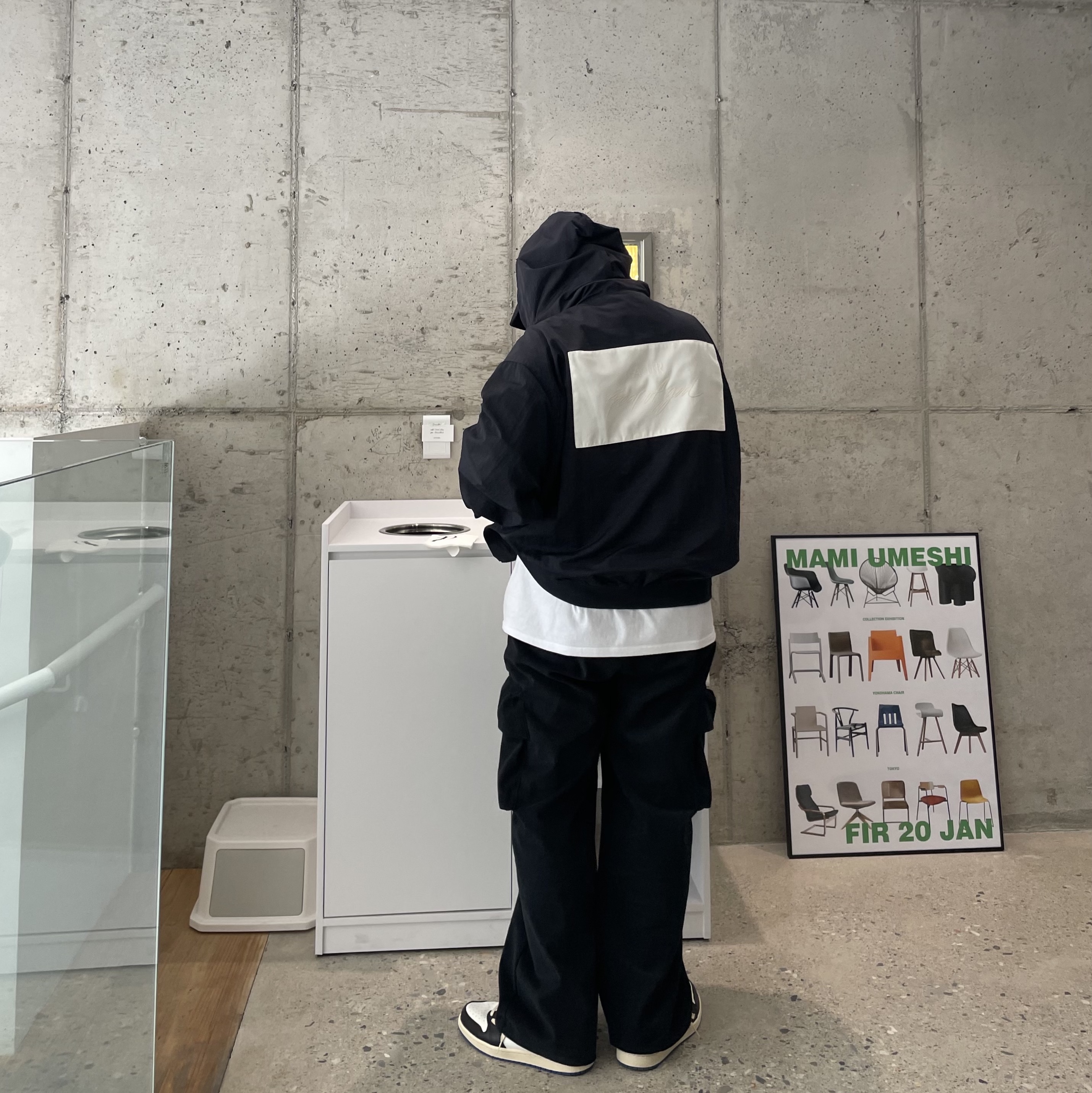 Nike H86 Korea Cap Black, Nike x Fear of God Bomber Hooded Jacket Black 착용 스타일 - 2