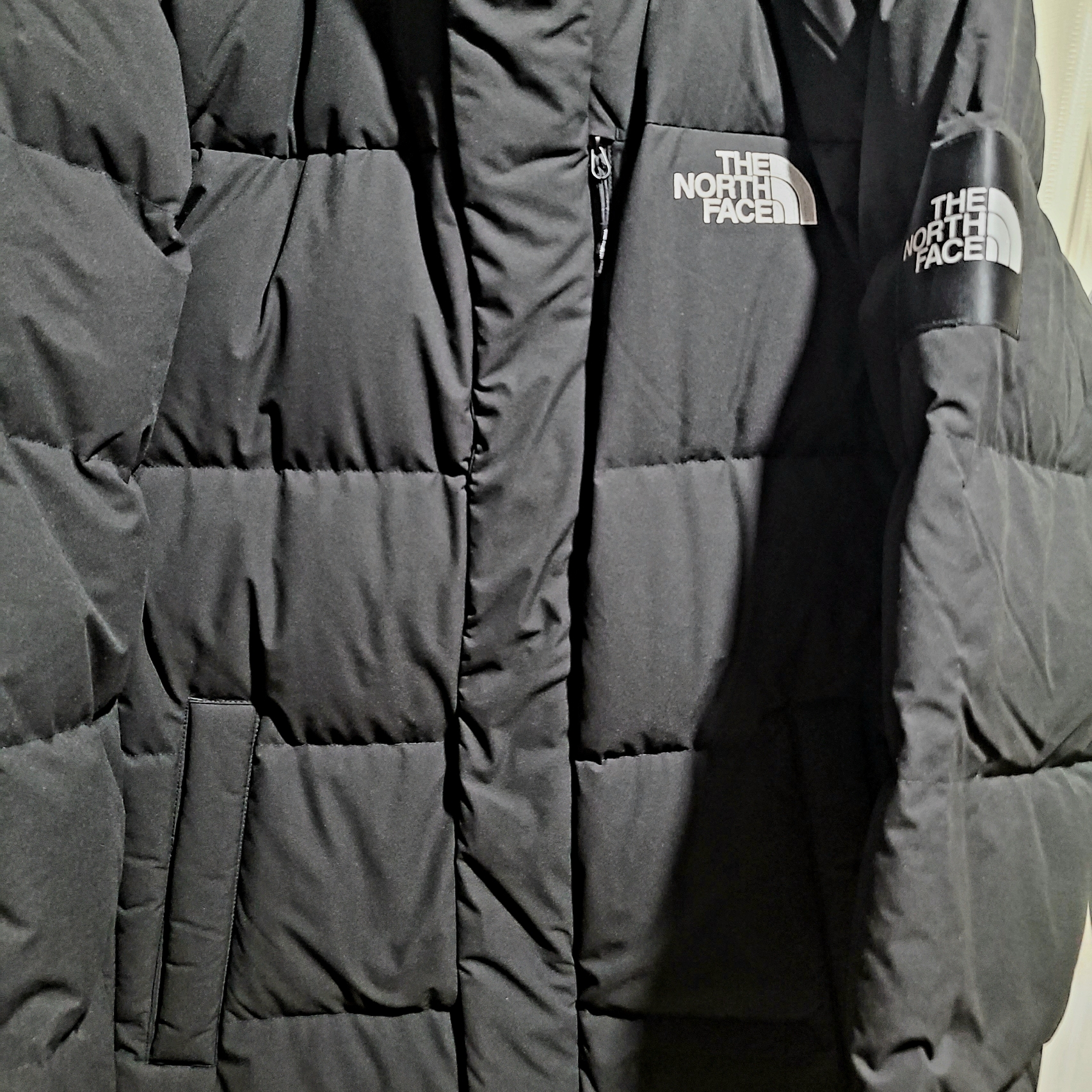 The North Face White Label Go Free Down Coat Black 착용 스타일 - 1