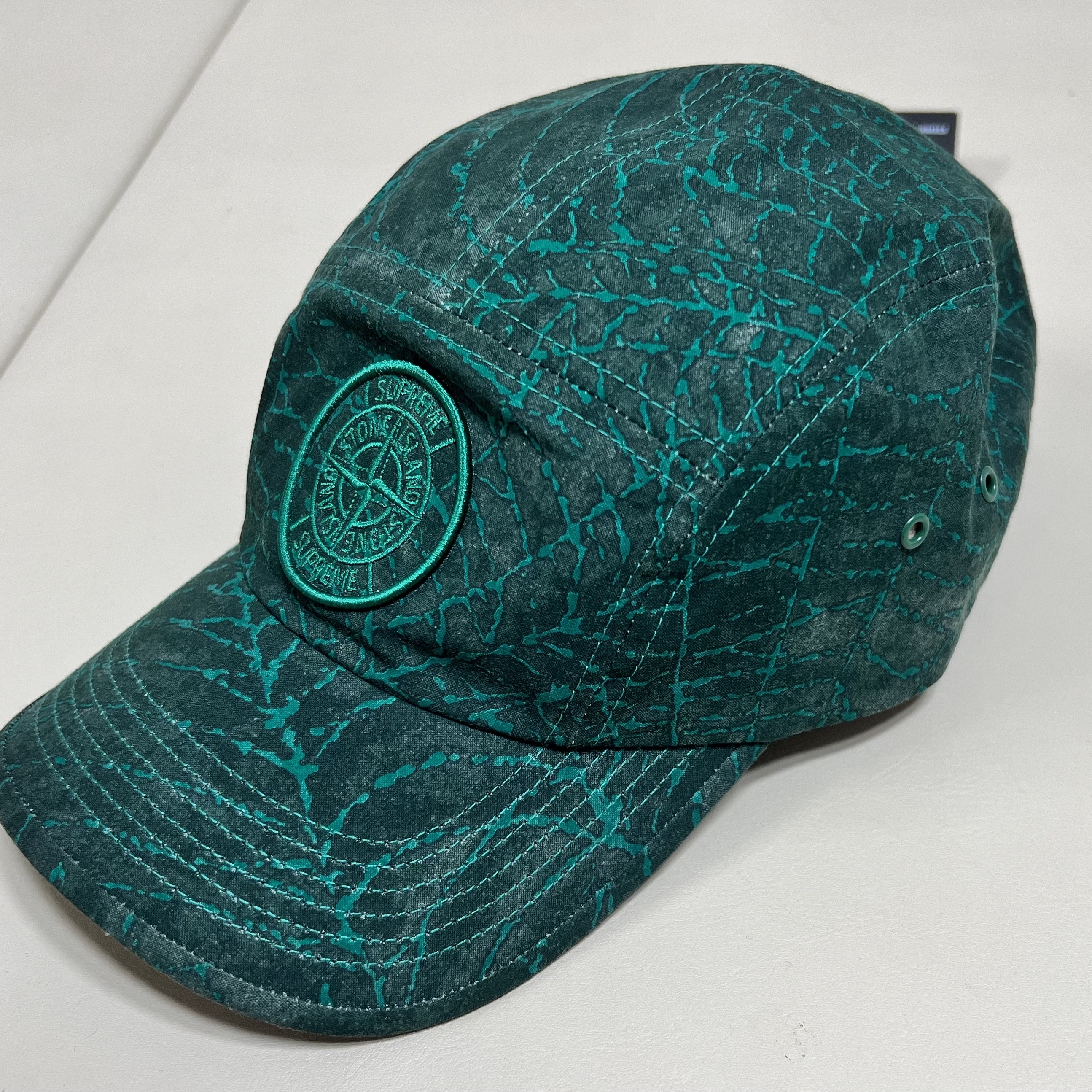 Supreme x Stone Island Camp Cap Dark Green - 23FW 착용 스타일