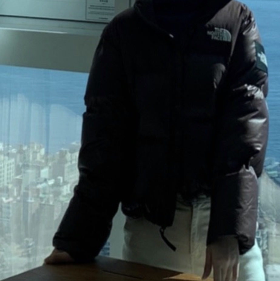 (W) The North Face White Label Novelty Nuptse Down Jacket Cocoa Brown 착용 스타일