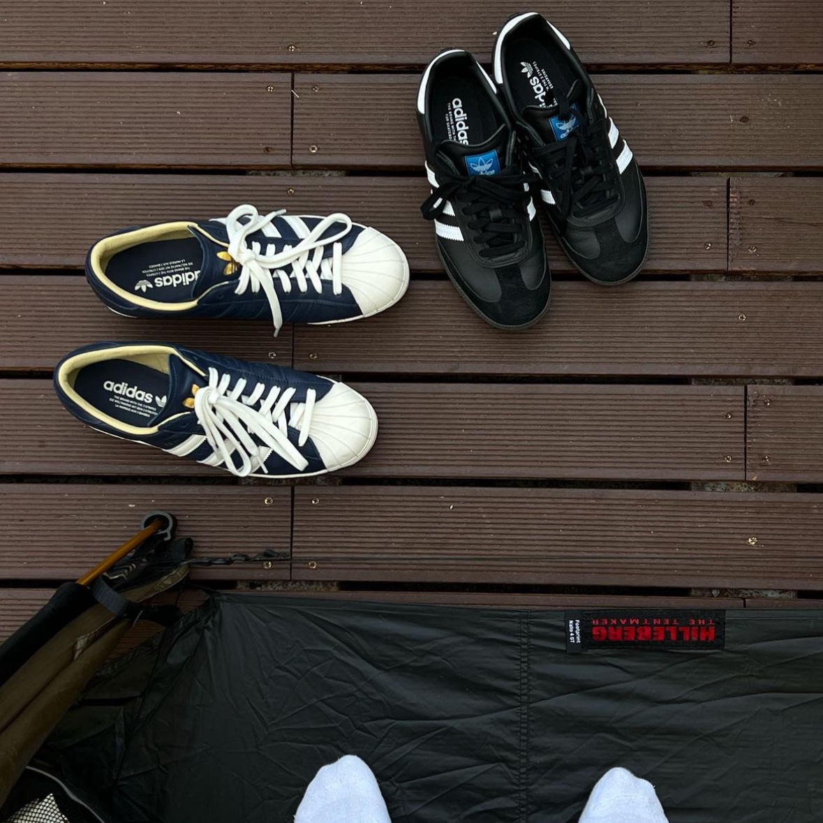 Adidas Superstar 80s Tany Night Indigo Off White, Adidas Samba OG Black White Gum 착용 스타일