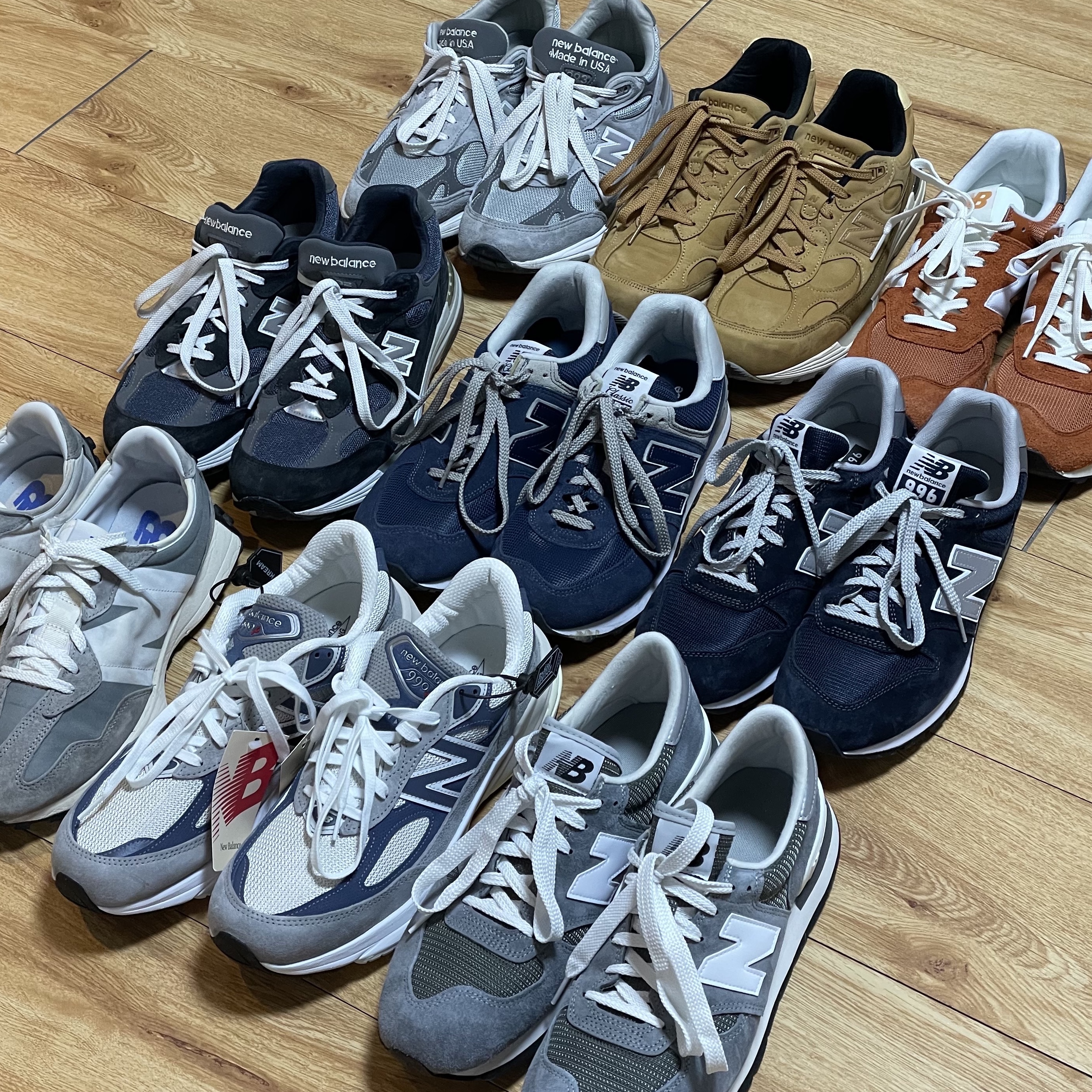 New Balance 992 Made in USA Brown, New Balance 992 Made in USA Navy 착용 스타일