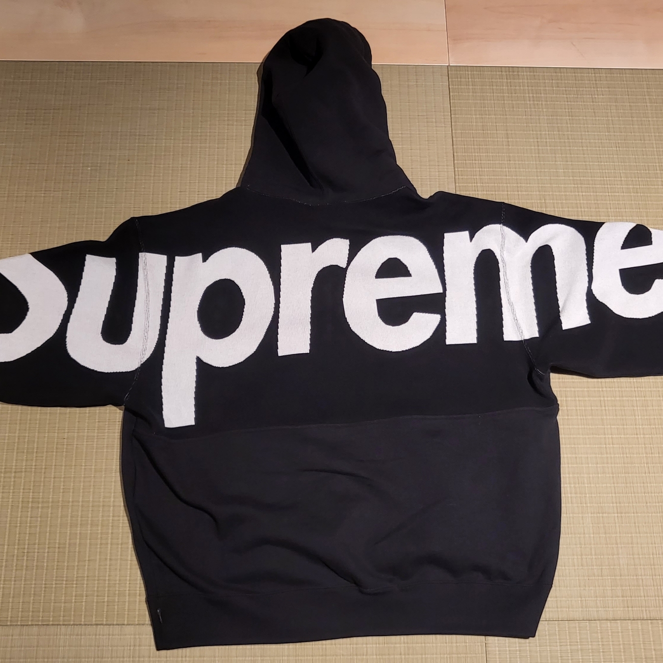 Supreme Big Logo Jacquard Hooded Sweatshirt Black - 23FW 착용 스타일 - 3