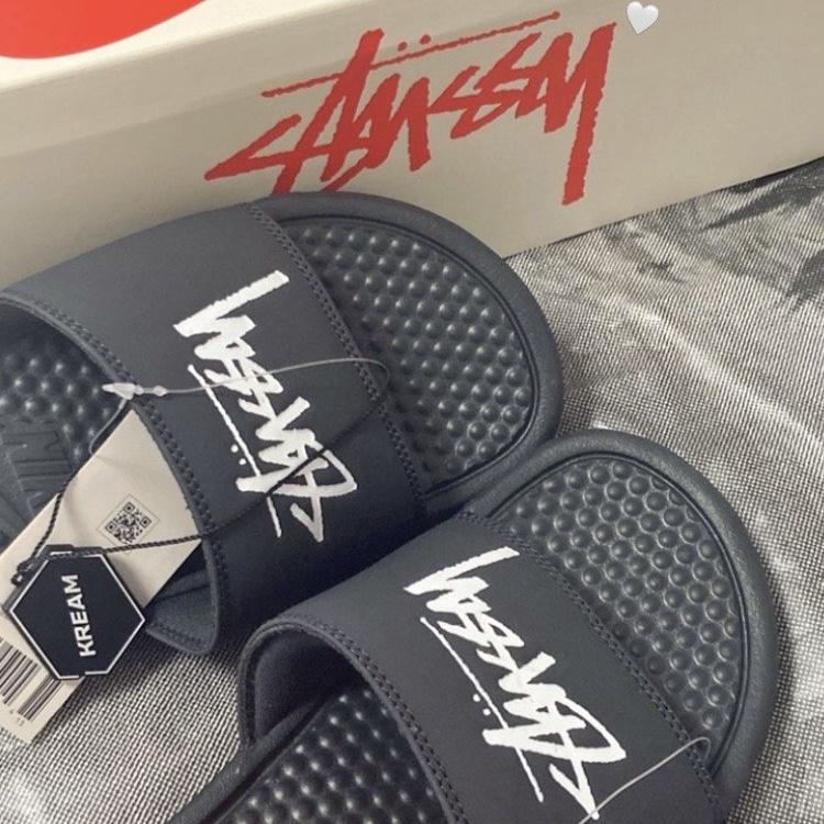 Nike x Stussy Benassi Slide Off Noir 착용 스타일